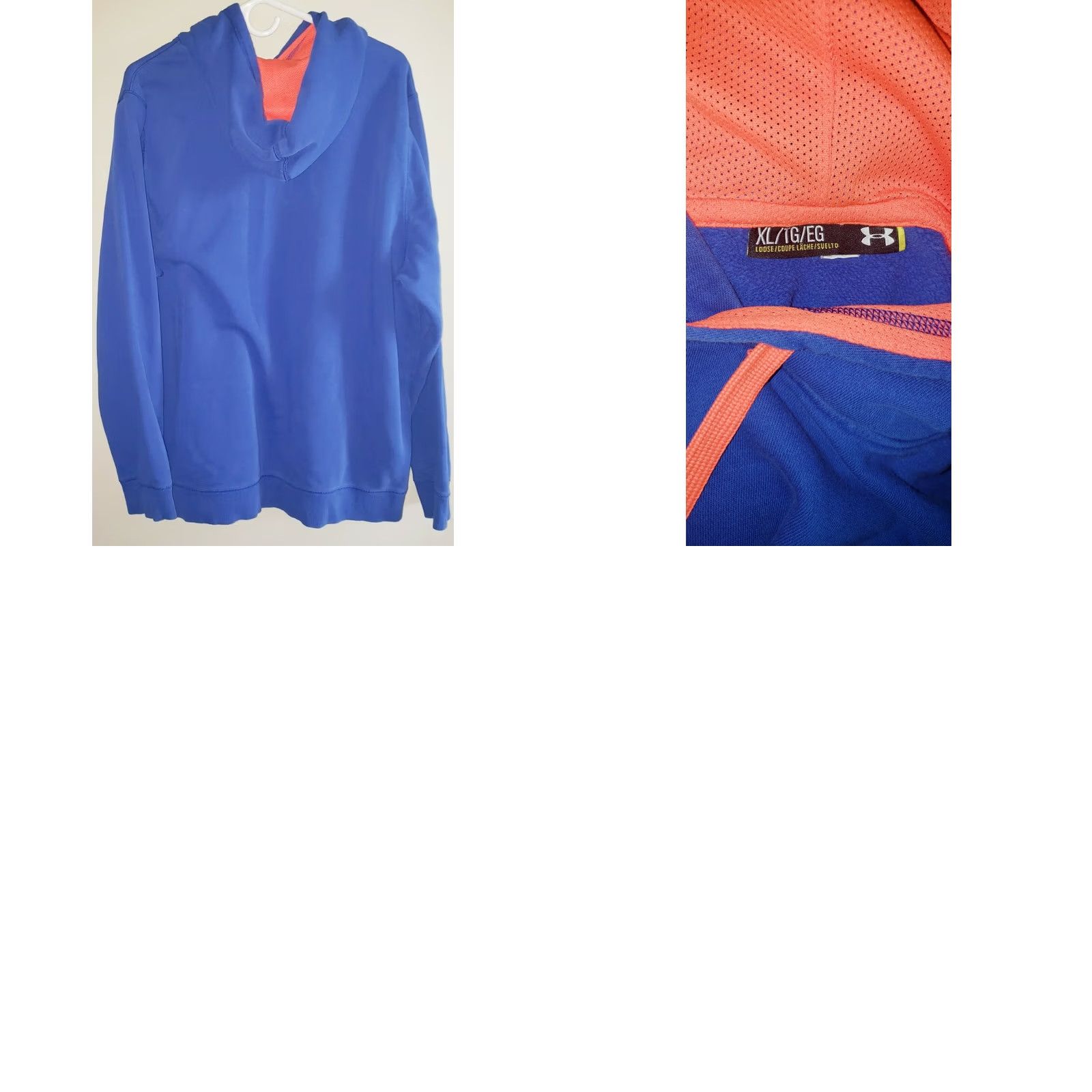 Under Armour Under Armour Mens 1/4 Zip Hoodie Blue Orange Logo XL Loose Fit - Condition Excellent Size US M / EU 48-50 / 2 - 8 Thumbnail