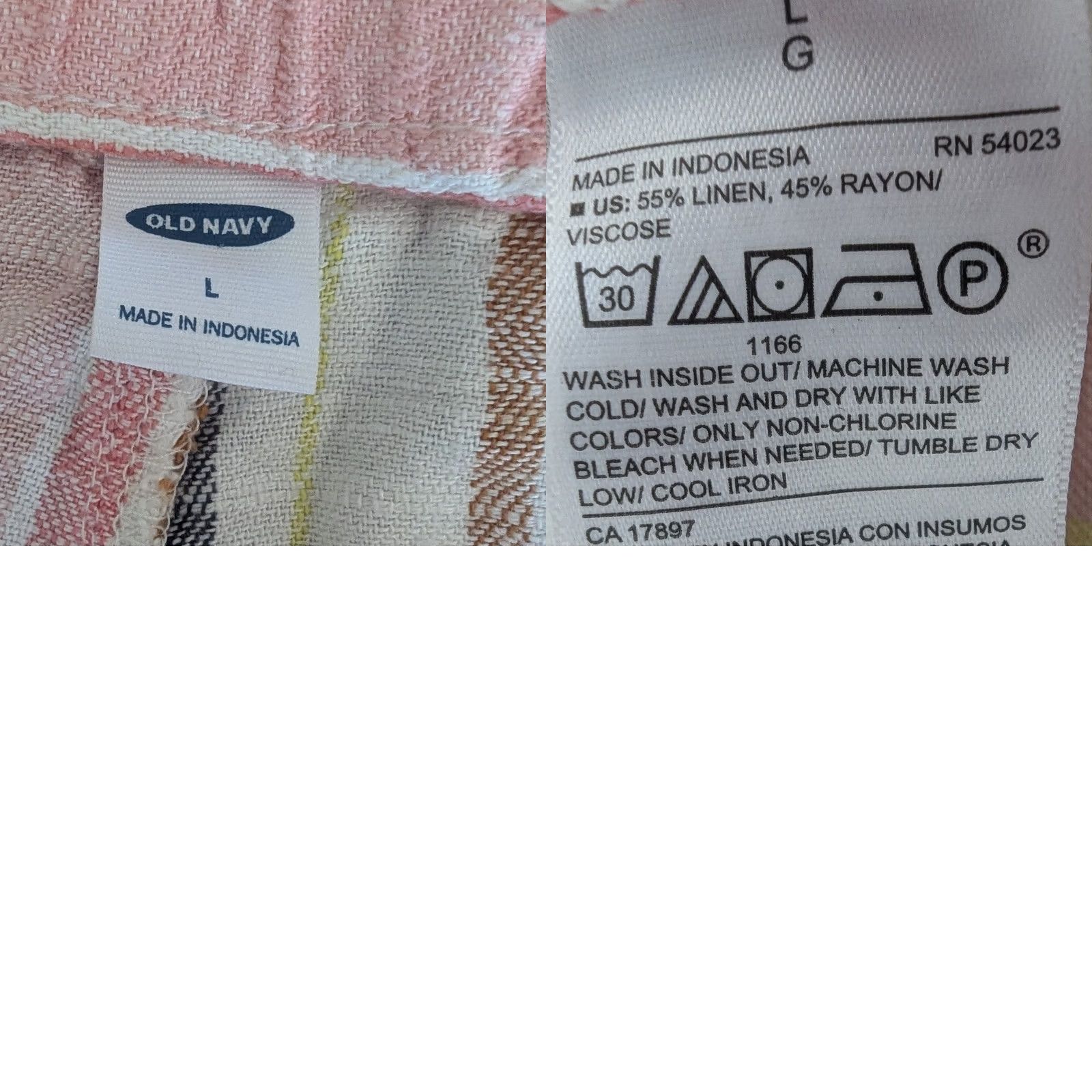 Old Navy Old Navy Multicolor Striped Linen Blend Wide Leg Drawstring Pants Casual Sz L Size 36" / US 14 / IT 50 - 8 Thumbnail