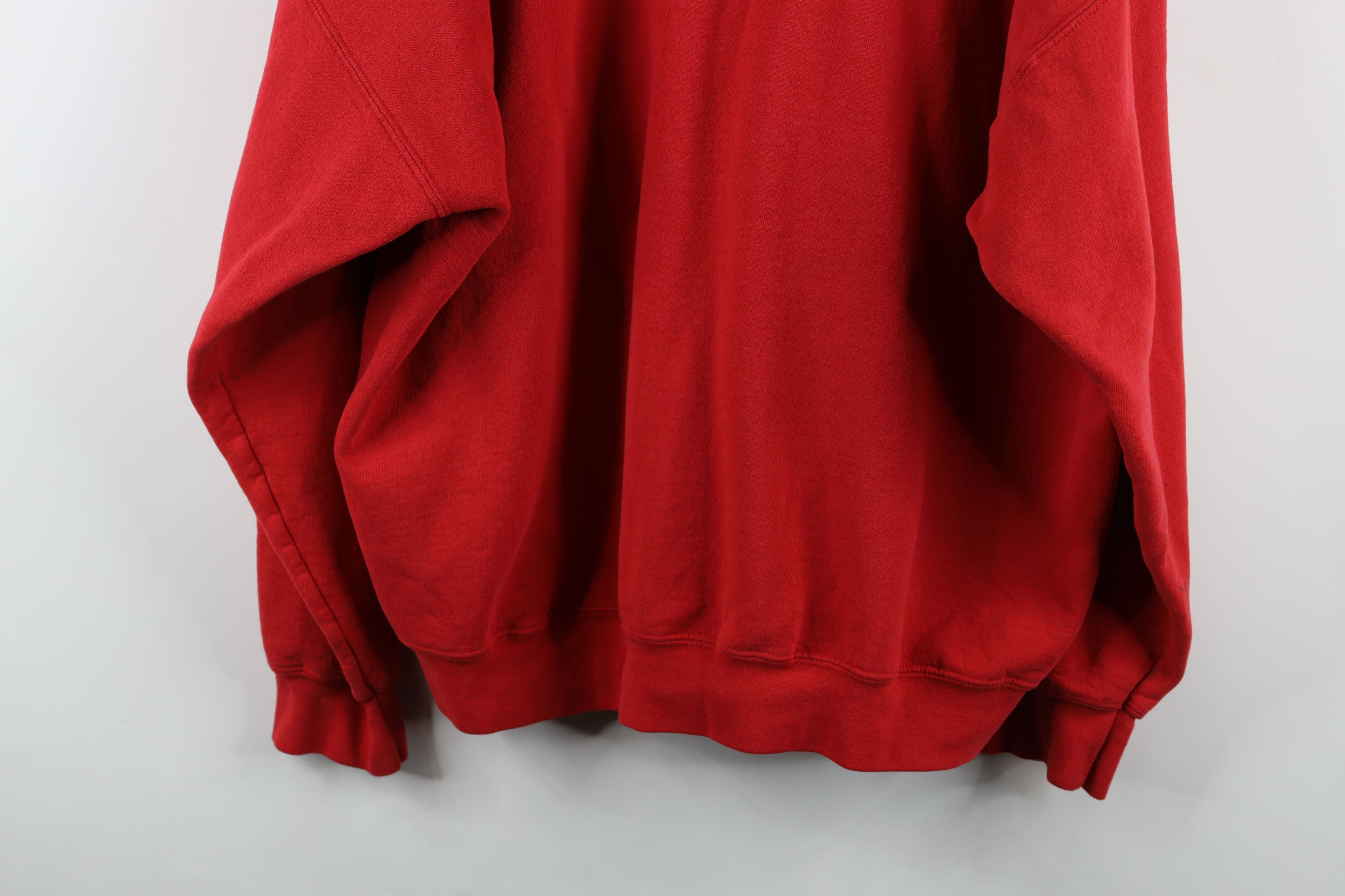 Vintage Vintage 90s Streetwear Thrashed Blank Hoodie Sweatshirt Red Size US XXL / EU 58 / 5 - 16 Thumbnail