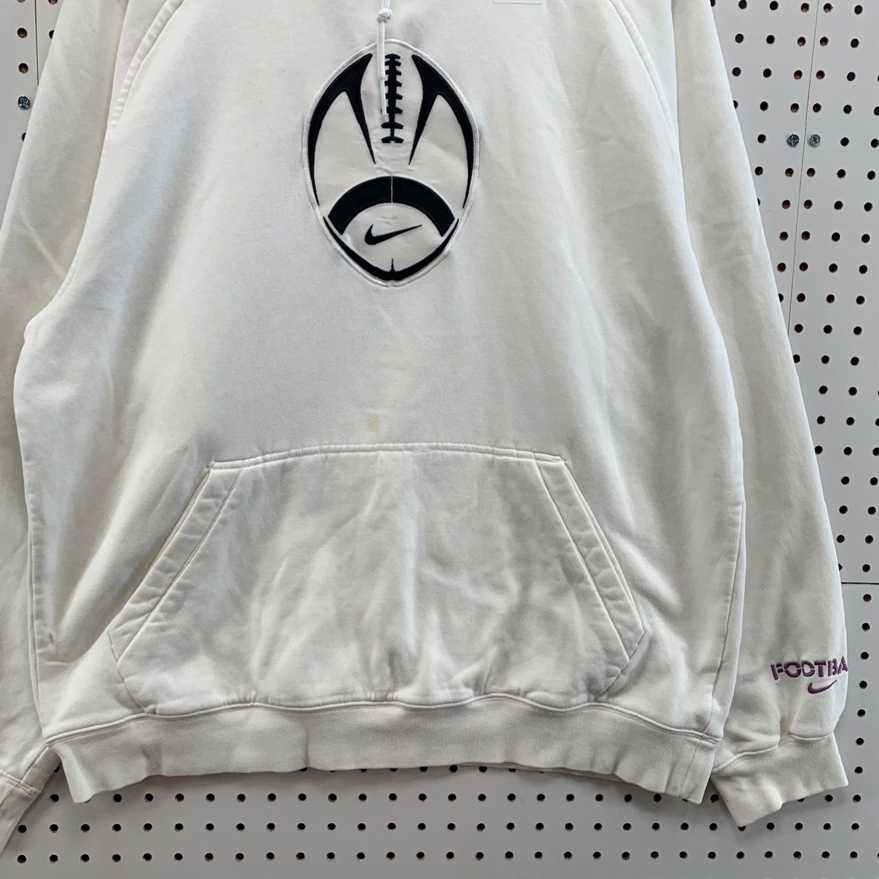 Nike Vintage Nike Football Hooded Sweatshirt White Center Swoosh Men M Size US M / EU 48-50 / 2 - 6 Thumbnail