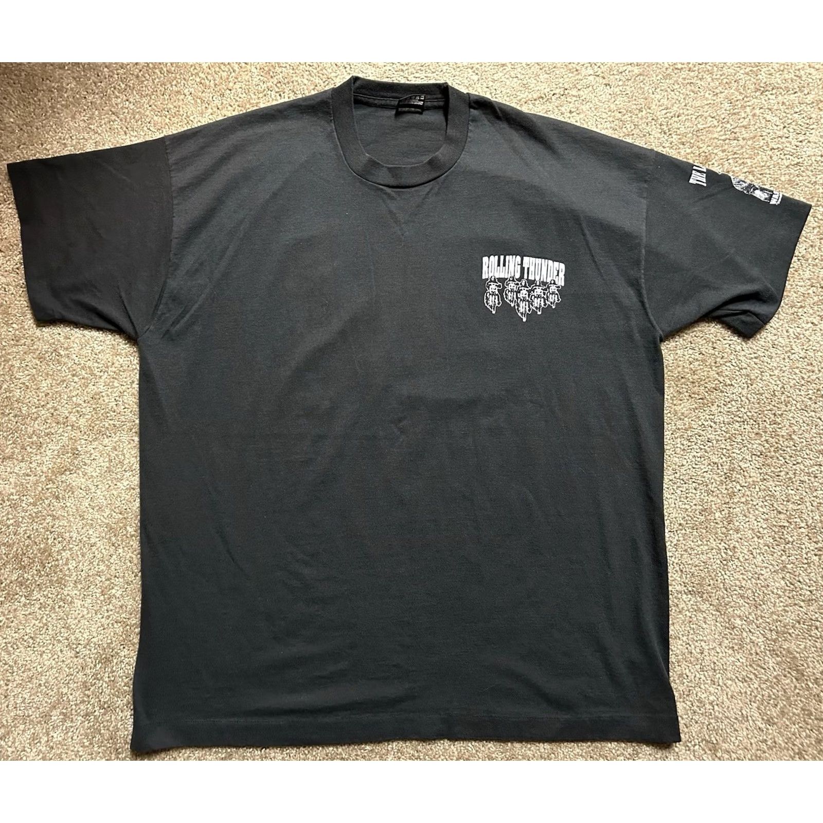 Fruit Of The Loom VINTAGE Rolling Thunder POW MIA 1995 Motorcycle Men’s T Shirt 2XL Black Logo 90s Mens T-Shirt Size US XXL / EU 58 / 5 - 2 Thumbnail