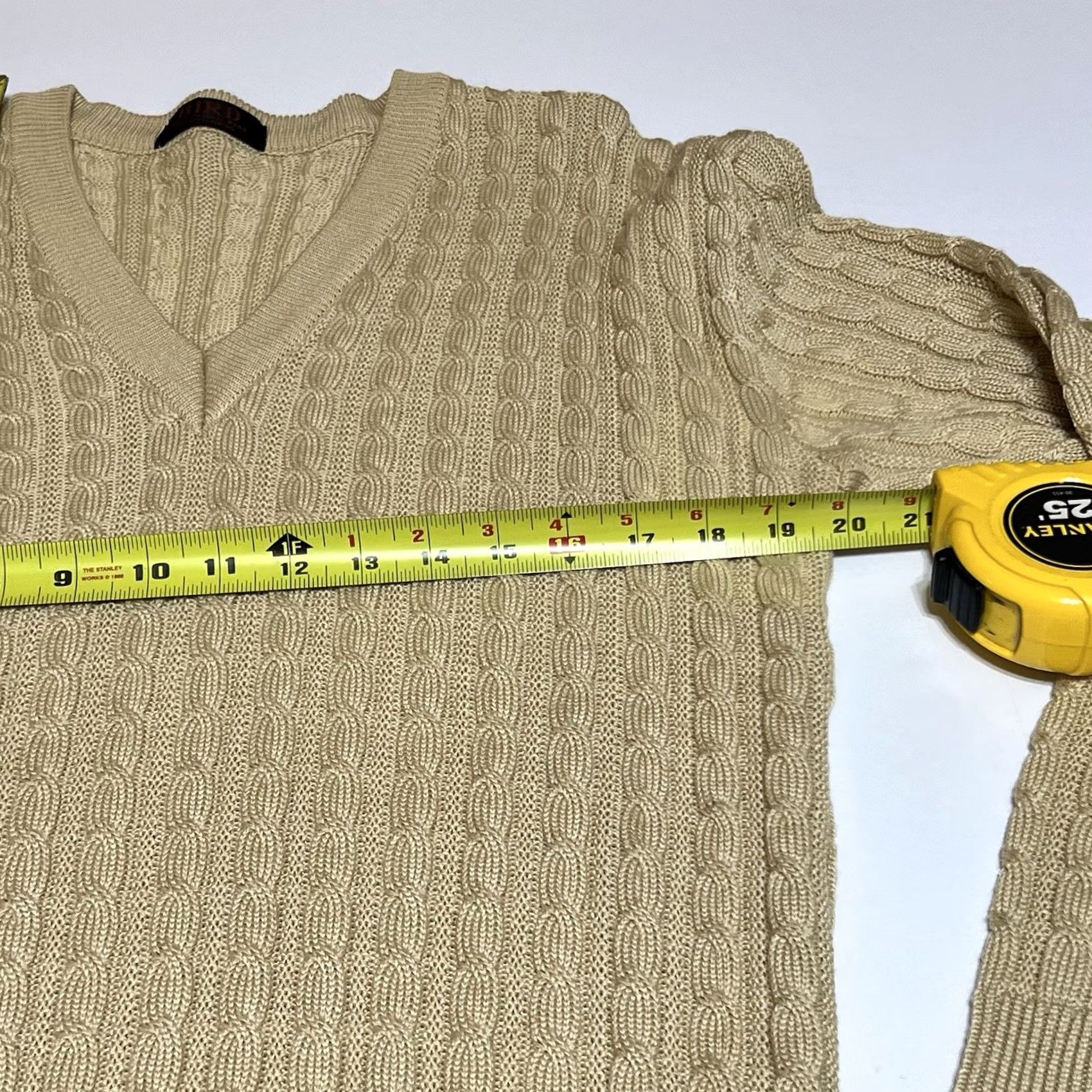 Vintage VINTAGE Bird Men’s M-L Cable Knit Fisherman’s Sweater Tan Wool Blend Sweater Crew Neck Long Sleeve Beiges 90s Outdoor Casual Mens Size US M / EU 48-50 / 2 - 6 Thumbnail