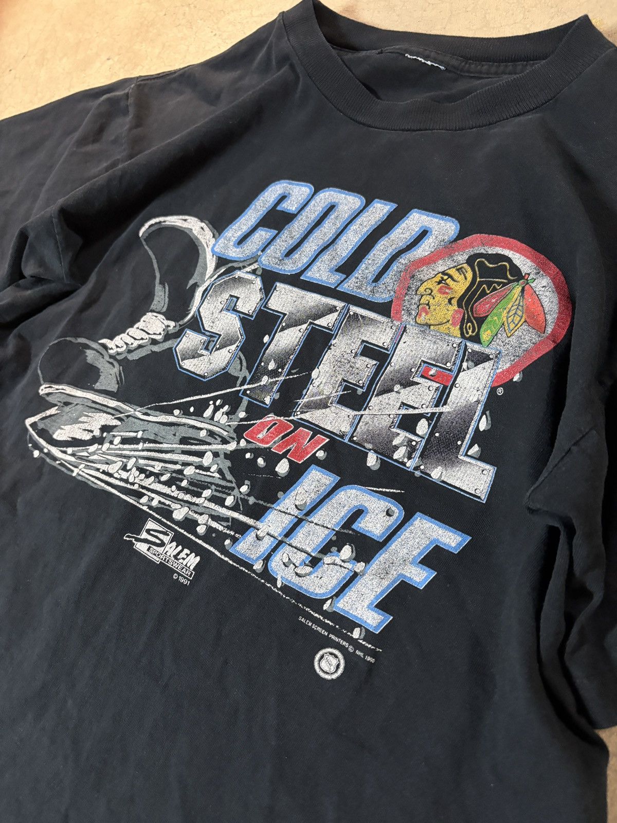 Salem Sportswear Vintage 90s Chicago Blackhawks Graphic Tee T-shirt Black Med Size US M / EU 48-50 / 2 - 2 Thumbnail