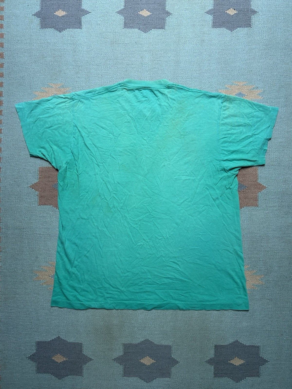 Vintage Vtg 80s pocket t shirt blank teal paint distressed cotton XL Size US XL / EU 56 / 4 - 8 Thumbnail