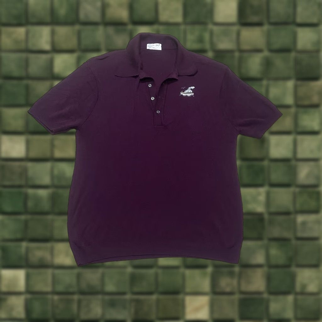 Vintage VINTAGE Ban Lon Polo Shirt Mens M Purple 60s Embroidered Mad Men Polo Rugby Short Sleeve Art Deco 1960s Original US Size US M / EU 48-50 / 2 - 1 Thumbnail