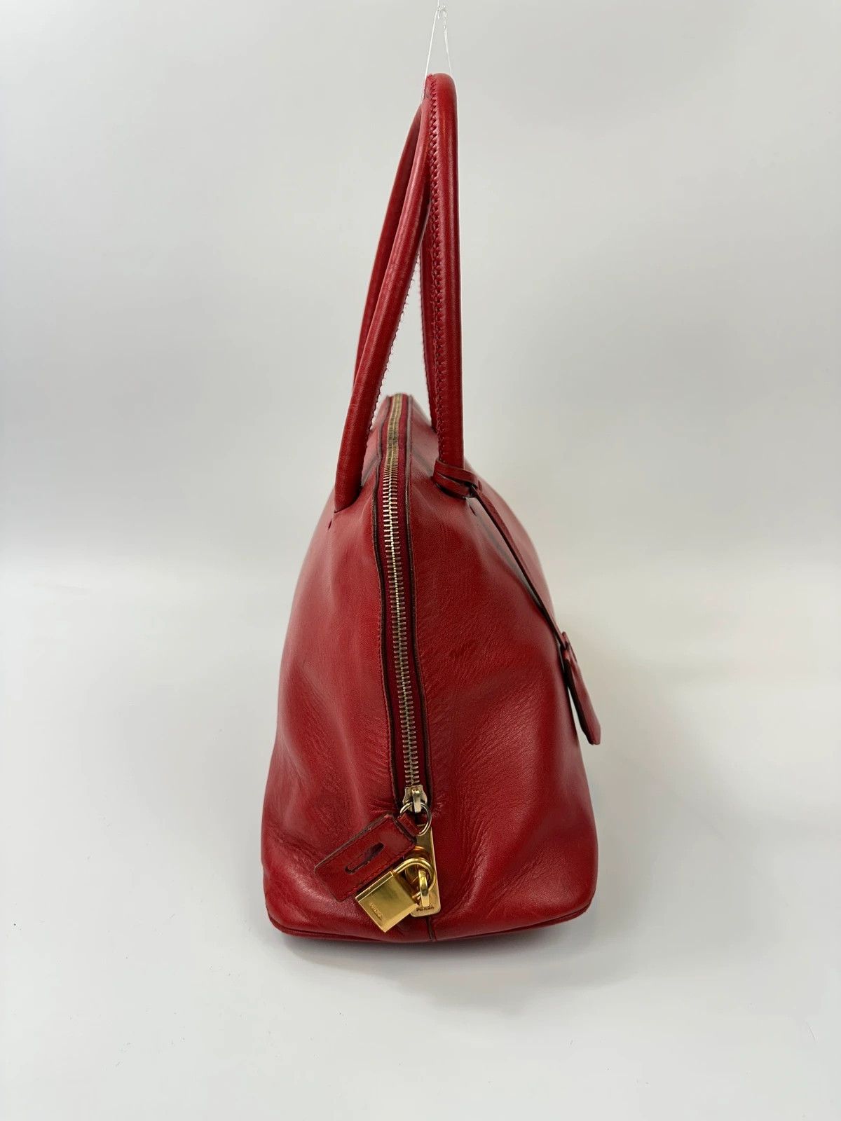 Prada Prada Milano Red Leather Handbag Gold Hardware Size ONE SIZE - 6 Thumbnail