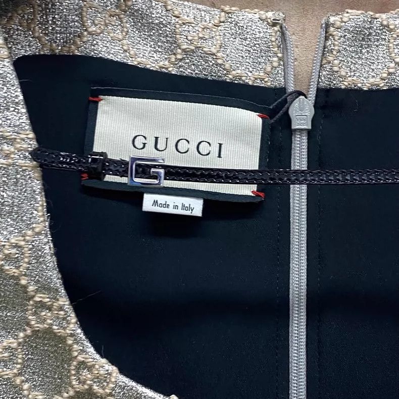 Gucci Gucci Champagne gold old flower full-print dress 2504-Nexta Size S / US 4 / IT 40 - 5 Thumbnail