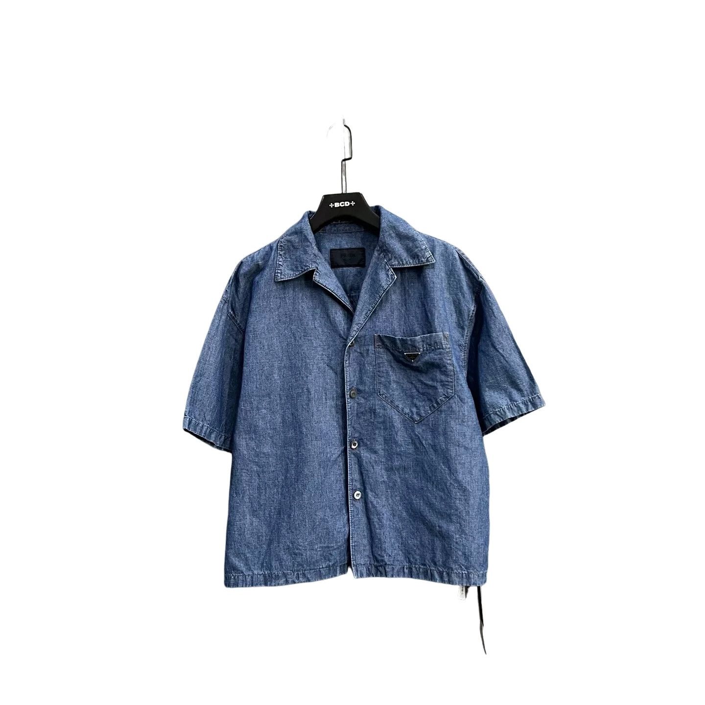 Prada Prada Triangle Logo Denim Short Sleeve Shirt L Size US L / EU 52-54 / 3 - 1 Thumbnail