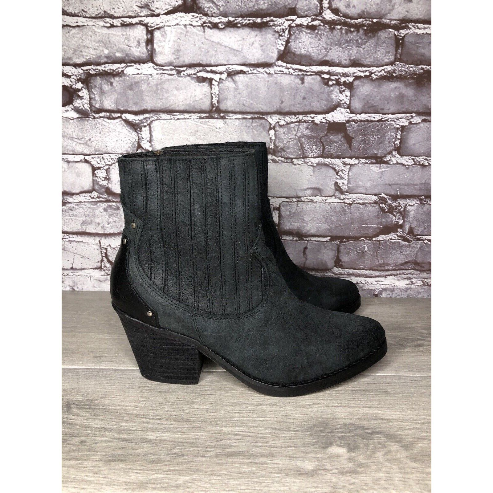 Other Musse & Cloud Black Suede Leather Chelsea Block Heel Boots W Size US 9 / IT 39 - 3 Thumbnail