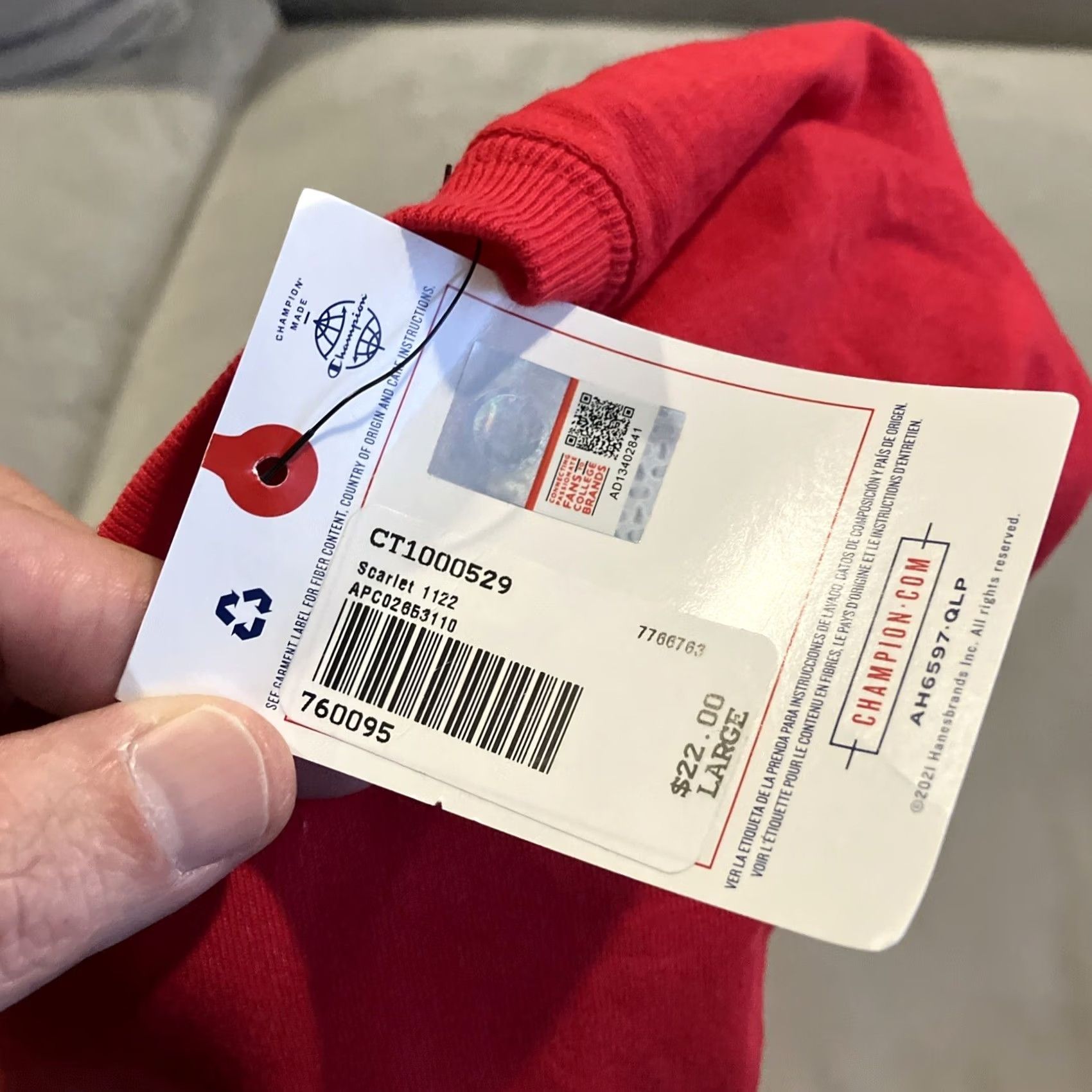 Champion CHAMPION T SHIRT ST. JOHN'S UNIVERSITY NEW YORK CITY Red Cotton Short Sleeve Crew Neck Adult Large Men Size US L / EU 52-54 / 3 - 6 Thumbnail