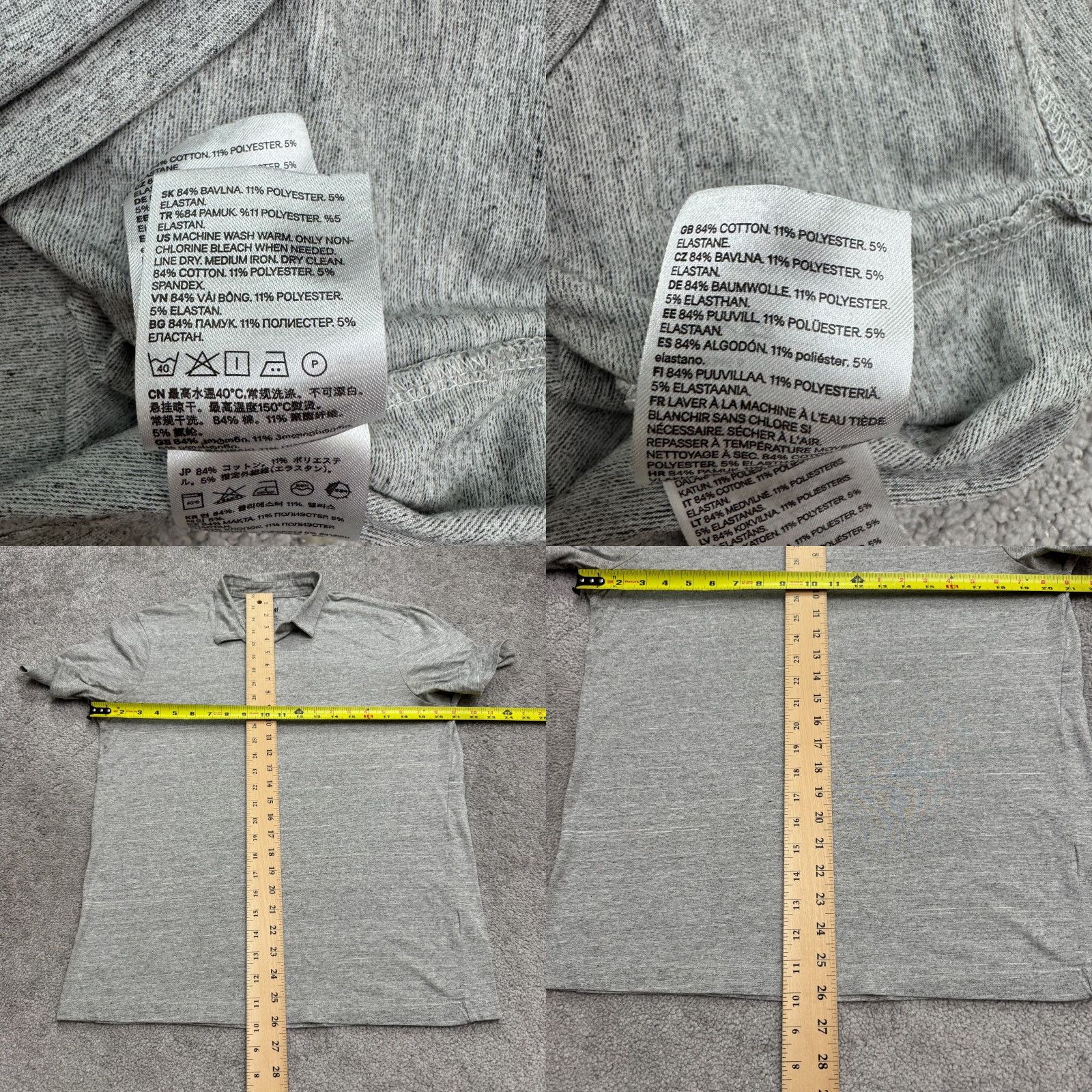 H&M H&M Slim Fit Polo Shirt Men's Medium Heather Gray Short Sleeve Cotton Casual Outdoor Sports Size US M / EU 48-50 / 2 - 8 Thumbnail