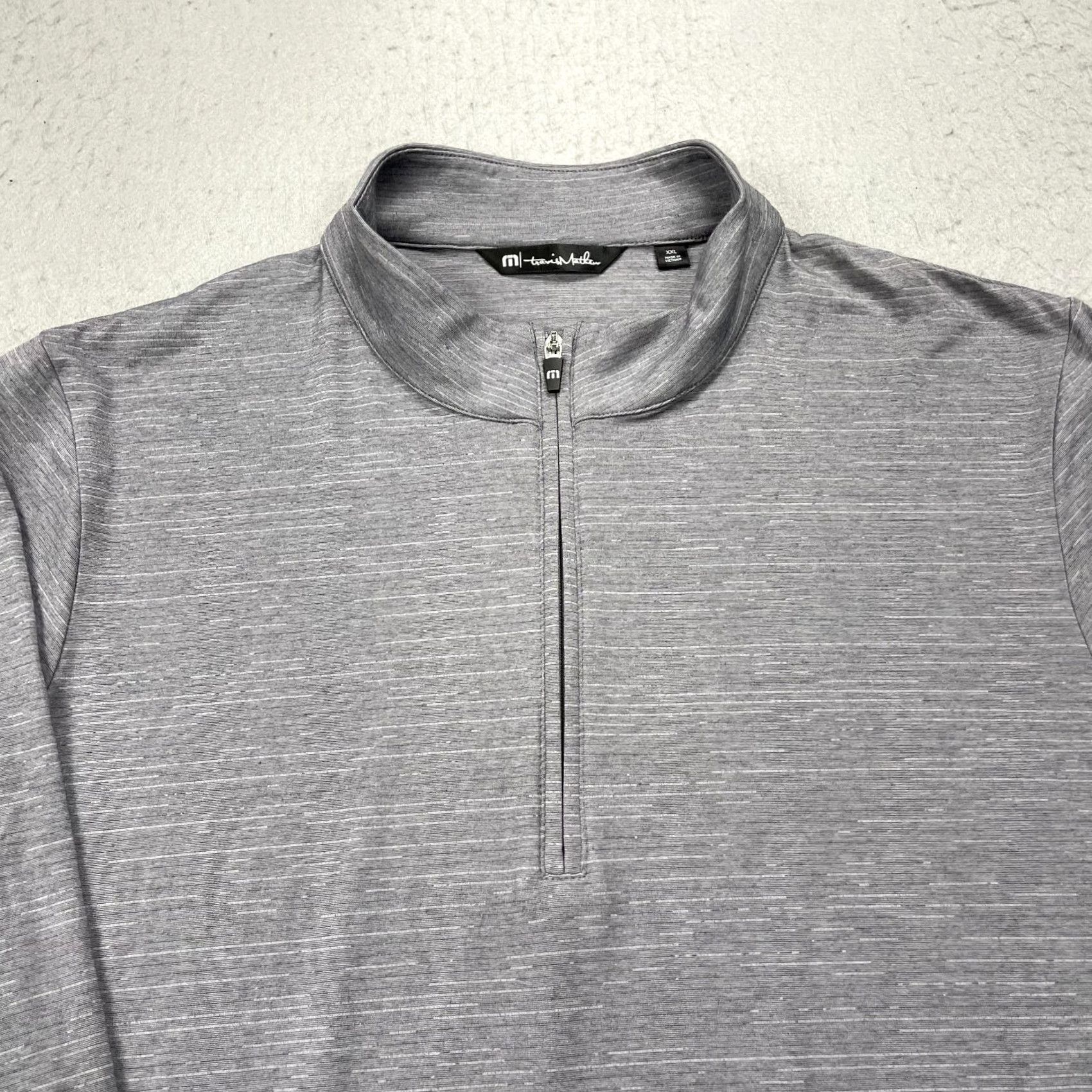 TravisMathew Travis Mathew Jacket Mens 2XL Gray Havasu Striped Pullover 1/4 Zip Golf Jacket Size US XXL / EU 58 / 5 - 2 Thumbnail