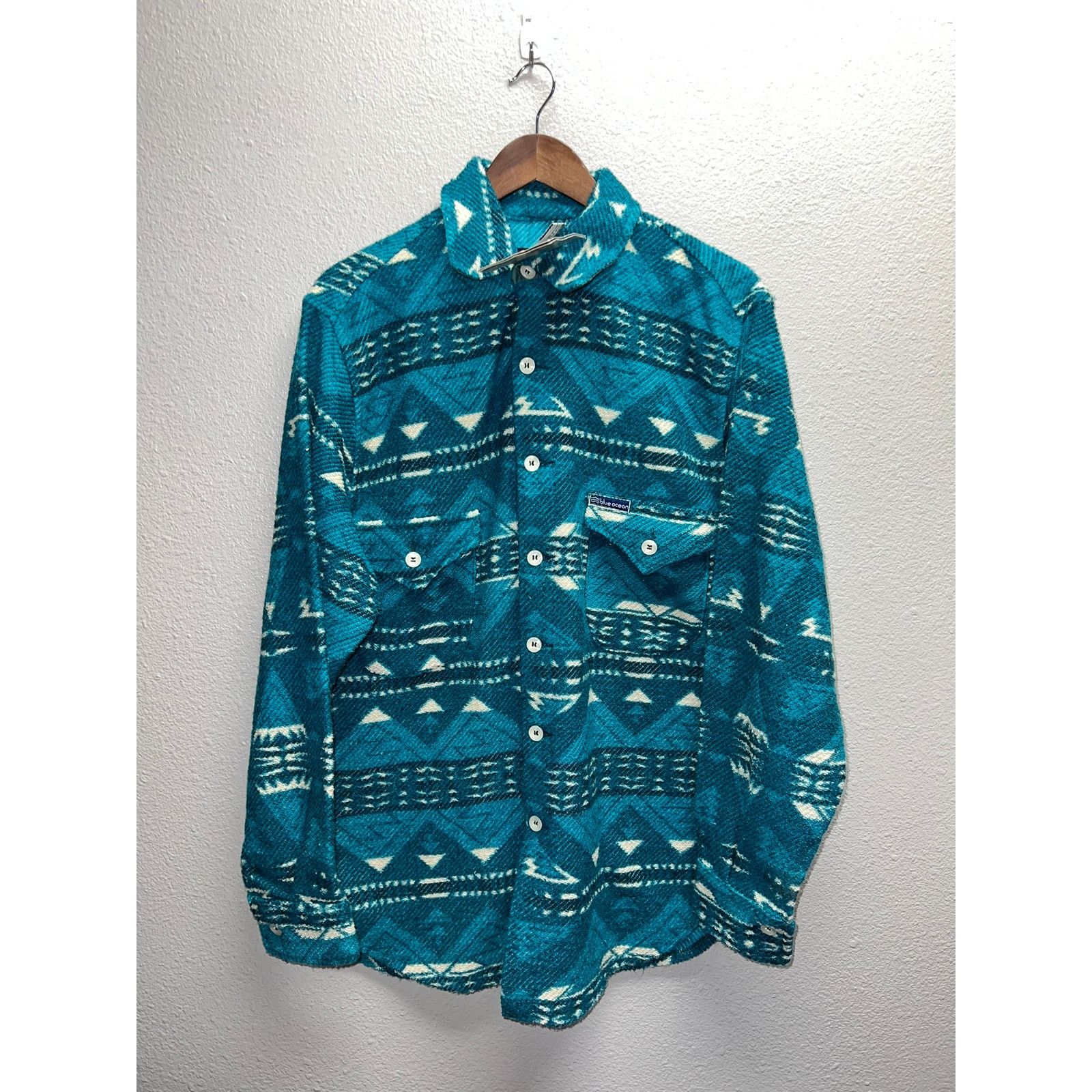 Vintage Blue Ocean Button Up Shirt Jacket Shacket Pile Hi-Tech NWT M Size US M / EU 48-50 / 2 - 1 Thumbnail