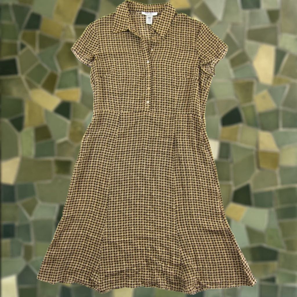 Nine West VINTAGE Nine West Shirt Dress 12 Brown Checked Short Sleeve Button Up Rayon 100% Shirt Dress, Vintage, Brown, 12, Nine West Size XL / US 12-14 / IT 48-50 - 1 Thumbnail