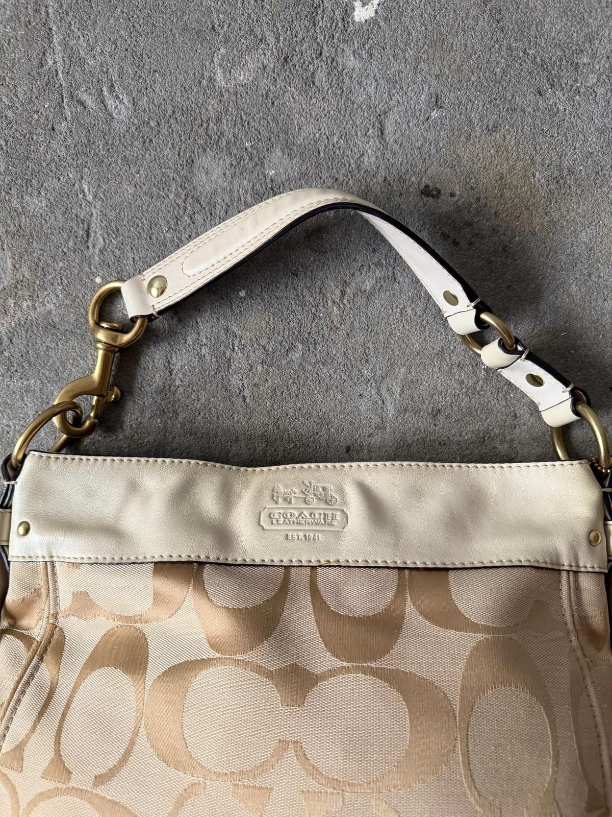 Coach Coach Signature Zoe Hobo Shoulder Bag Beige/White Size ONE SIZE - 4 Thumbnail