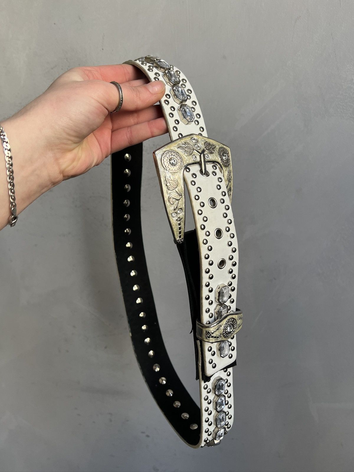 B.B. Simon B.B. Simon Style White Western Cowboy Belt Rainstoned Size ONE SIZE - 4 Thumbnail