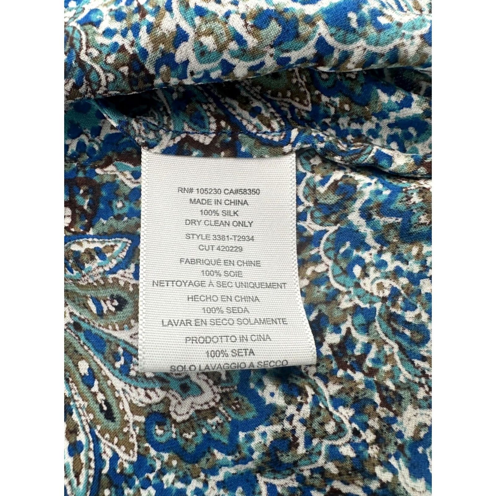 Joie JOIE Silk Blouse Paisley Print Blue Size L Womens Size L / US 10 / IT 46 - 5 Thumbnail