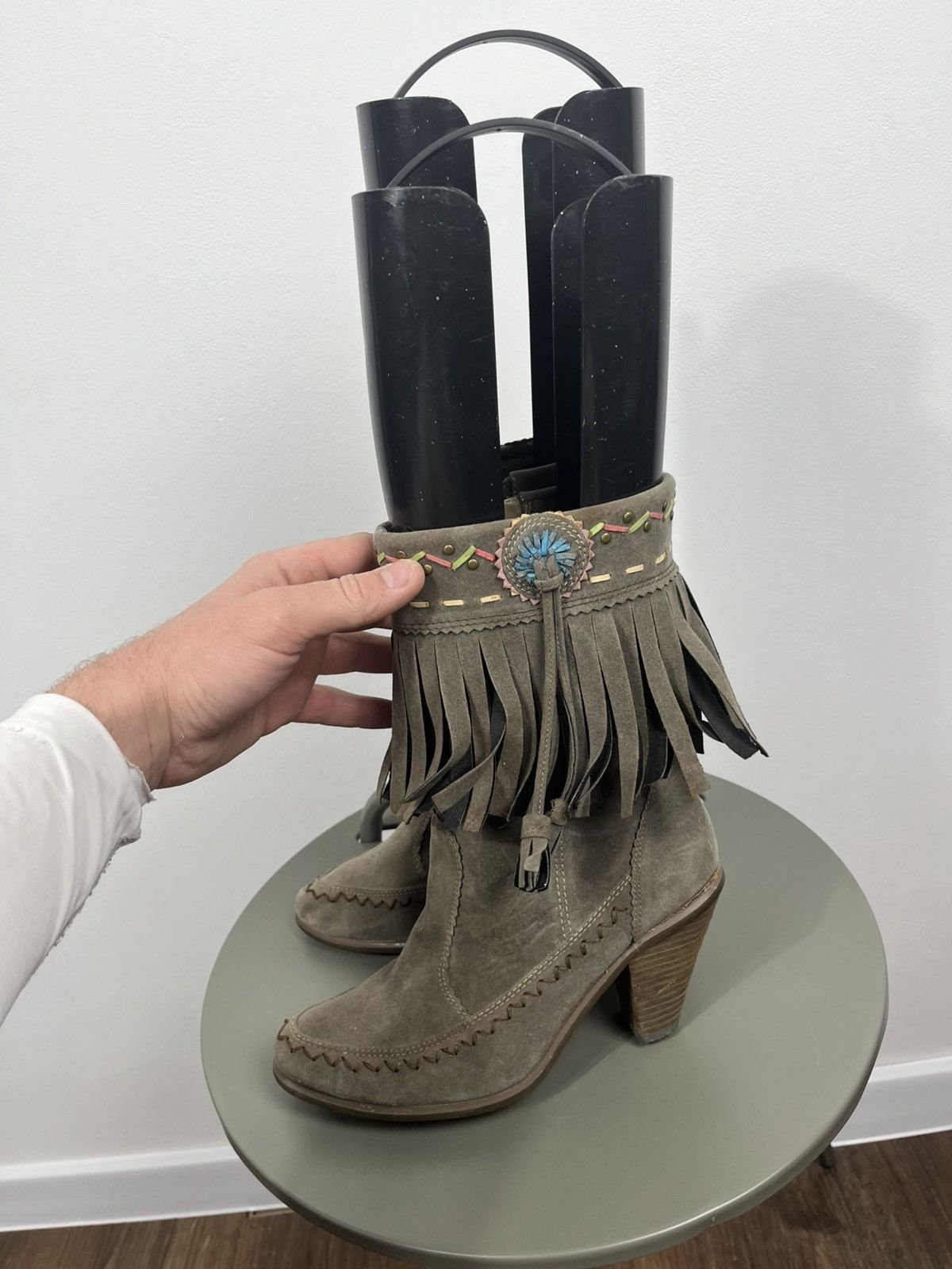 Other Womens Suede Fringe Mid Calf Boots Western Style EU 38 Size US 7 / IT 37 - 4 Thumbnail