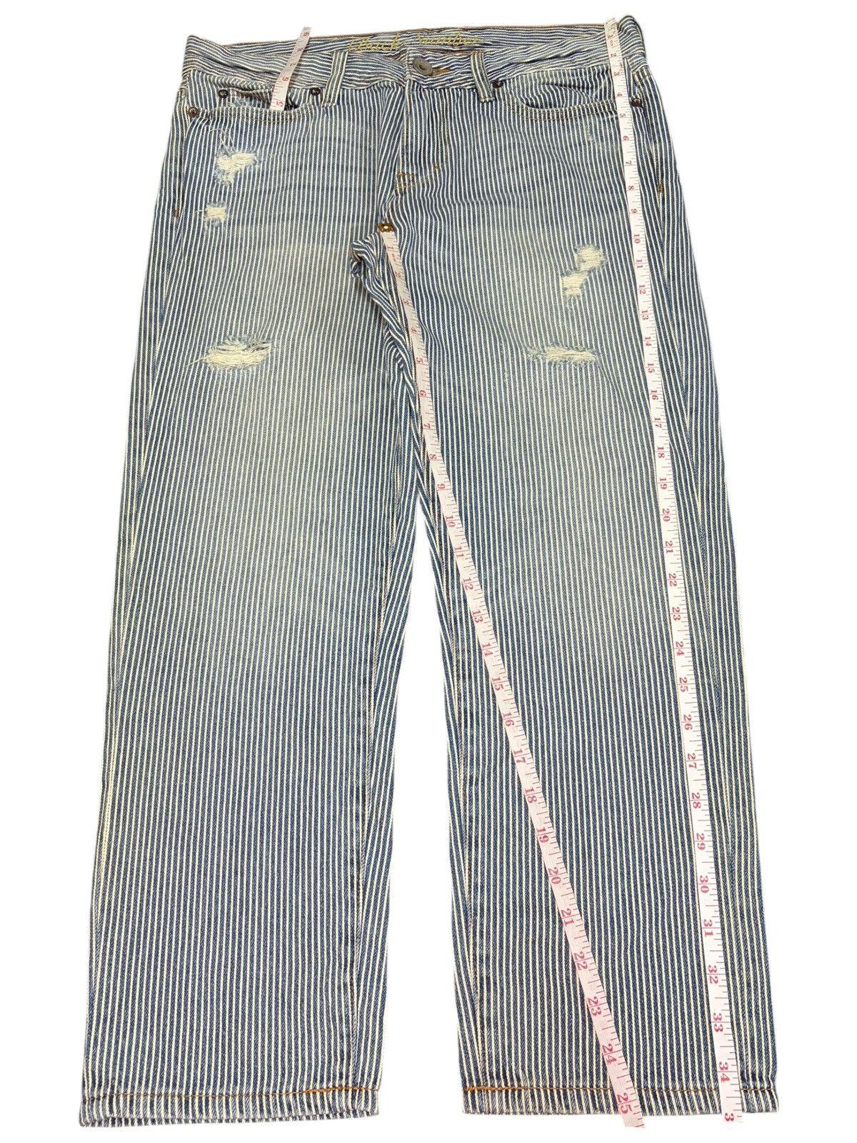 Edwin Vintage Japanese Brand Hickory Distressed Jeans Size 33" - 7 Thumbnail