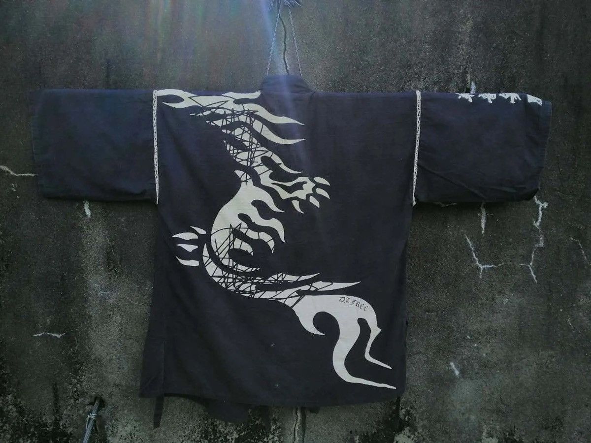 Vintage DJ FREE Dragon Print Kimono Jacket – Black Wrap Style Size US L / EU 52-54 / 3 - 5 Thumbnail