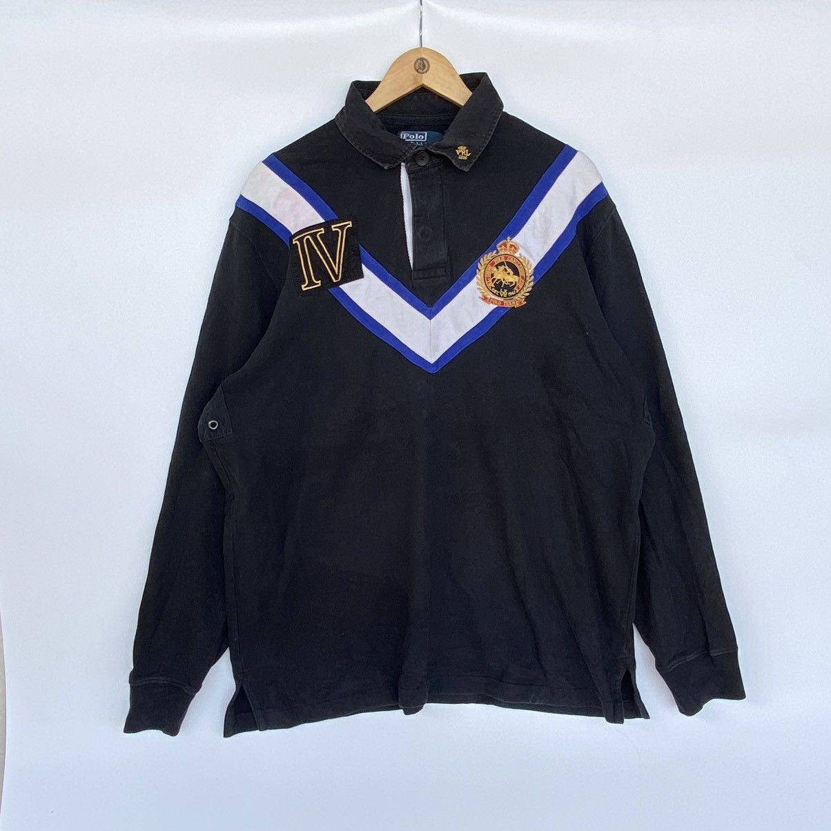 Other Vintage Ralph Lauren Rugby Polo Shirt Black And Blue Size XL Size US XL / EU 56 / 4 - 1 Thumbnail