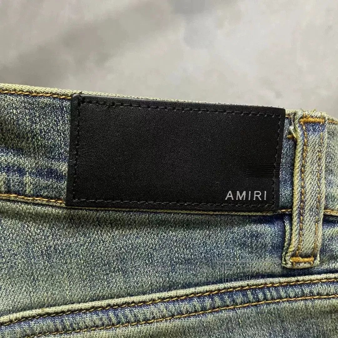 Amiri Amiri Blue Leather Patchwork Zipper Hem Jeans. Size 26" / US 2 / IT 38 - 3 Thumbnail