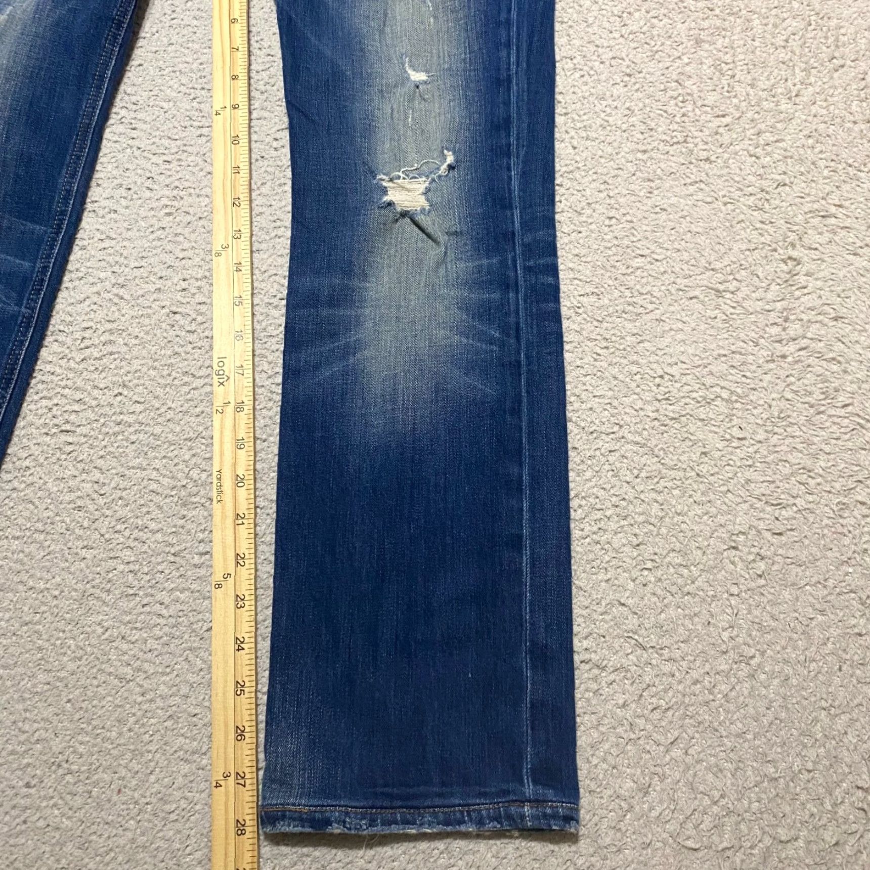 Vintage Joes Jeans Brixton Slim Straight Jeans Mens 30 Mid Rise Blue Denim Distressed Size US 30 / EU 46 - 6 Thumbnail