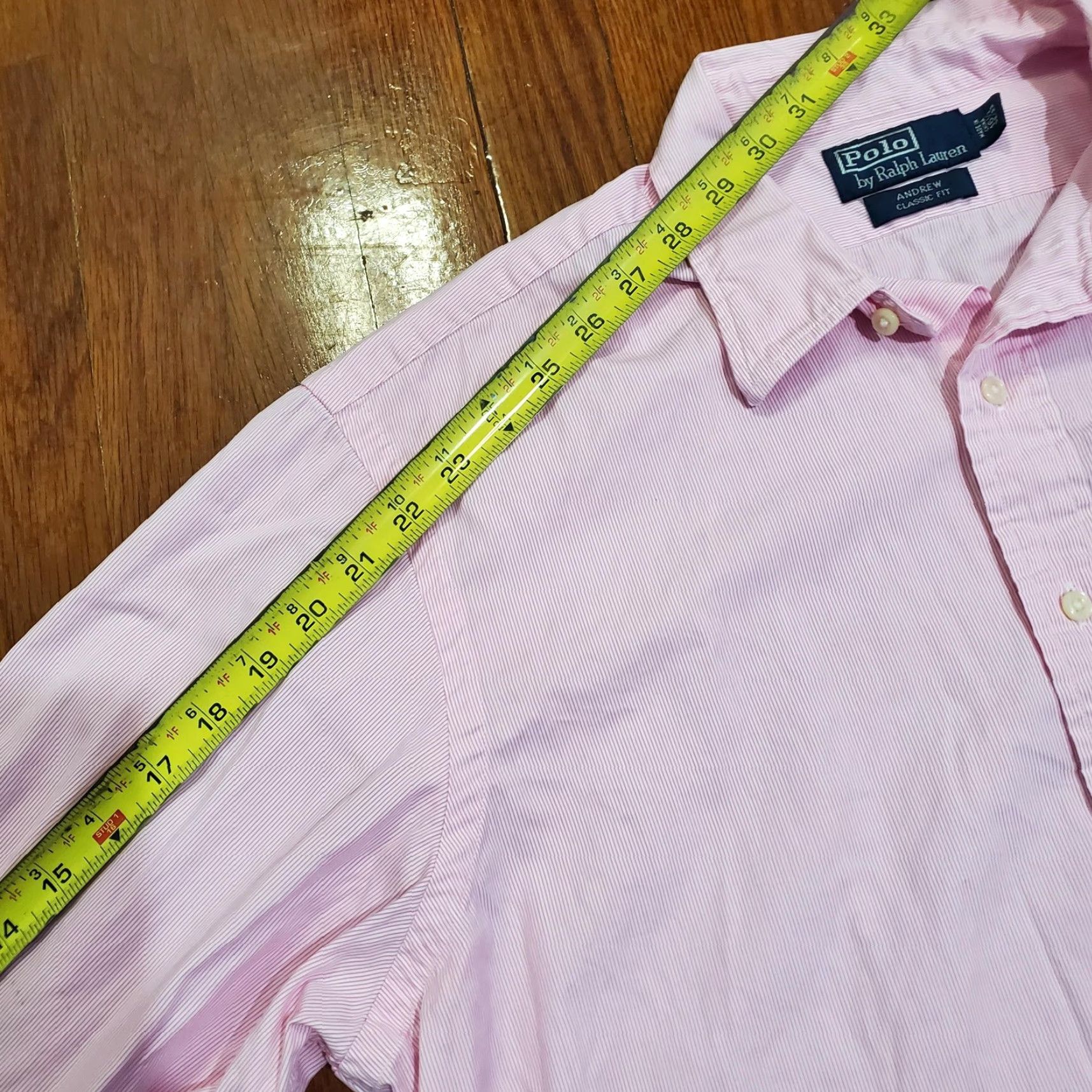 Polo Ralph Lauren Polo Ralph Lauren Shirt Mens 16.5 35/36 Pink White Stripe Andrew Classic Fit Shirt Men 16.5 Neck Long Sleeve Striped Dress Shirt Size US XL / EU 56 / 4 - 7 Thumbnail