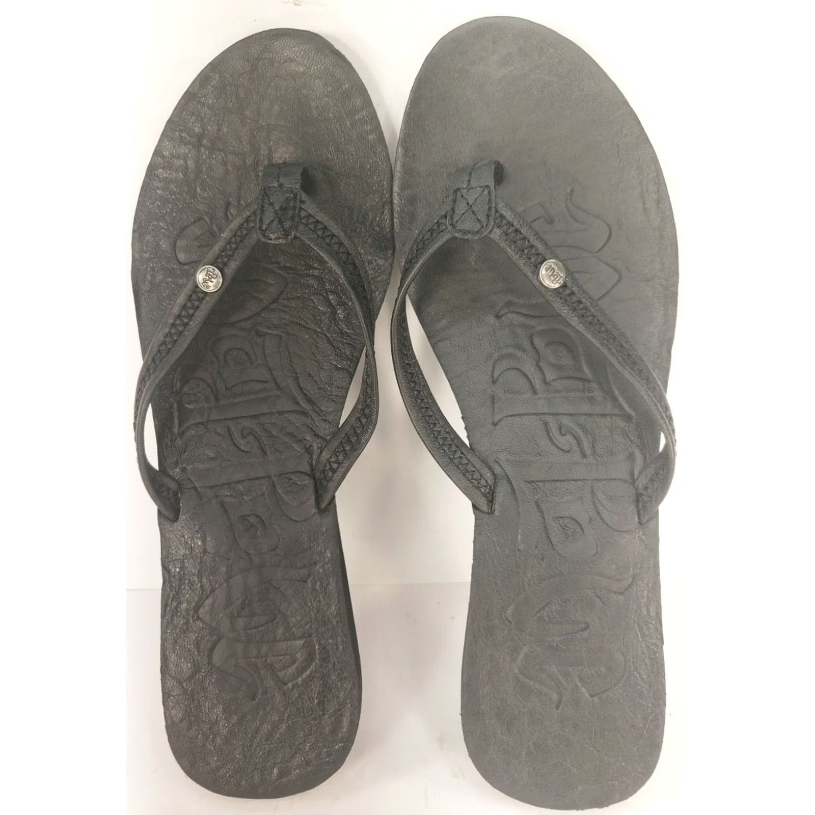 Doublet Mad Love Double Down Thong Wedge Sandals Women's 9M Black Leather Footbed Leather Trimwork Slip On Low Heel Casual Comfort & Style Sandal Size US 9 / IT 39 - 6 Thumbnail
