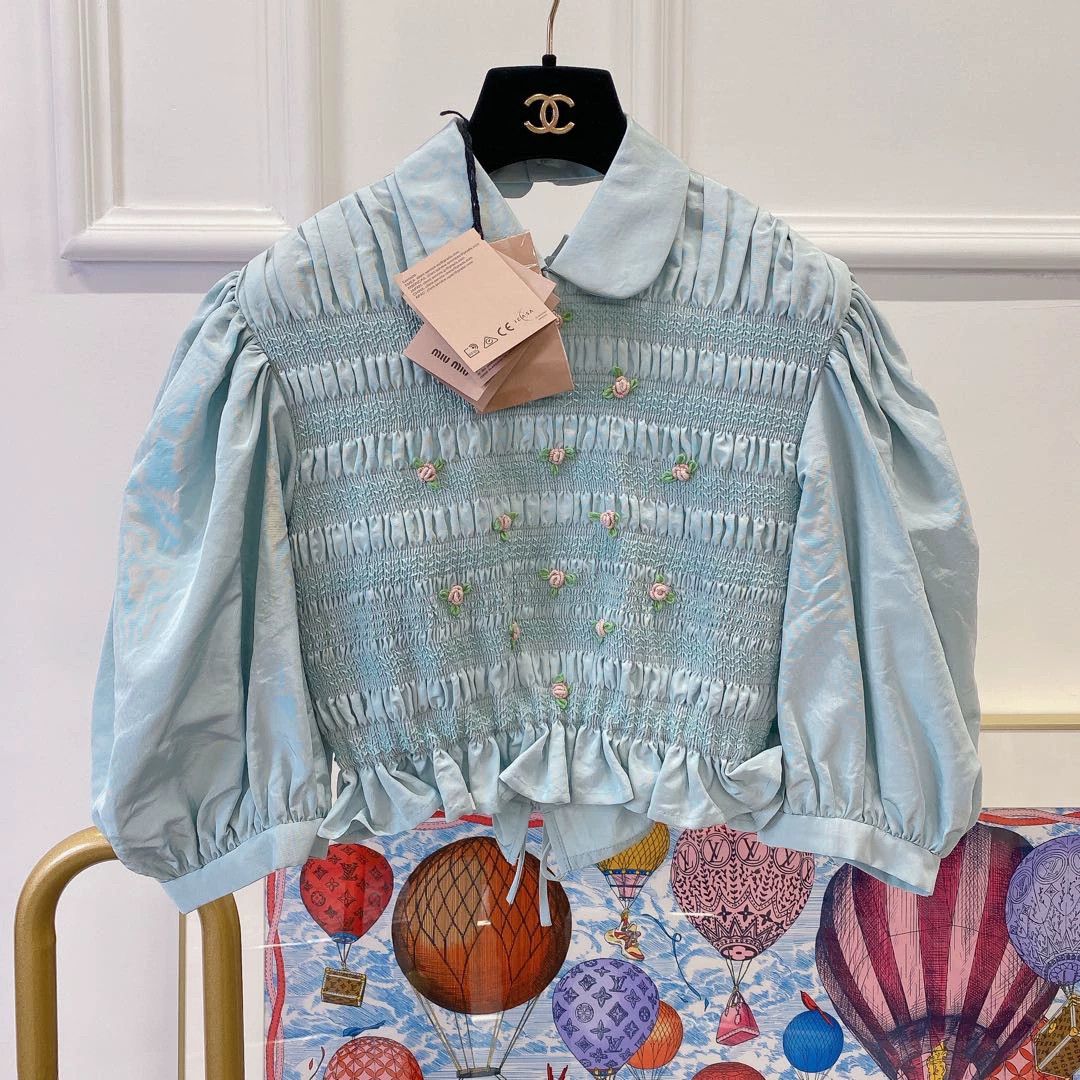 Miu Miu MIU MIU Puff Sleeve Backless Top 40 Size S / US 4 / IT 40 - 1 Thumbnail