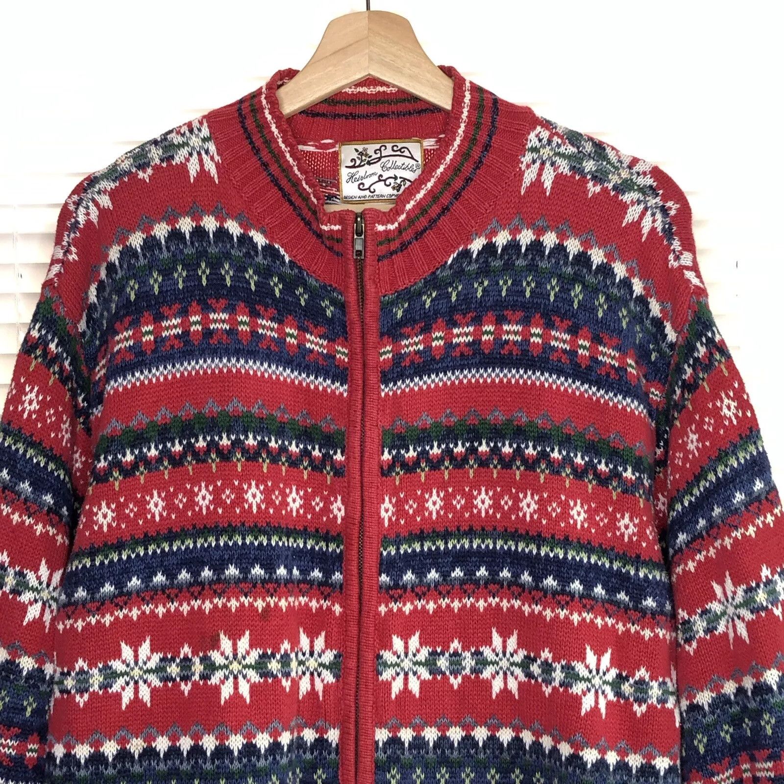 Other Vtg 80s Heirloom Christmas Knit Sweater XL Red Cardigan Size XL / US 12-14 / IT 48-50 - 2 Thumbnail