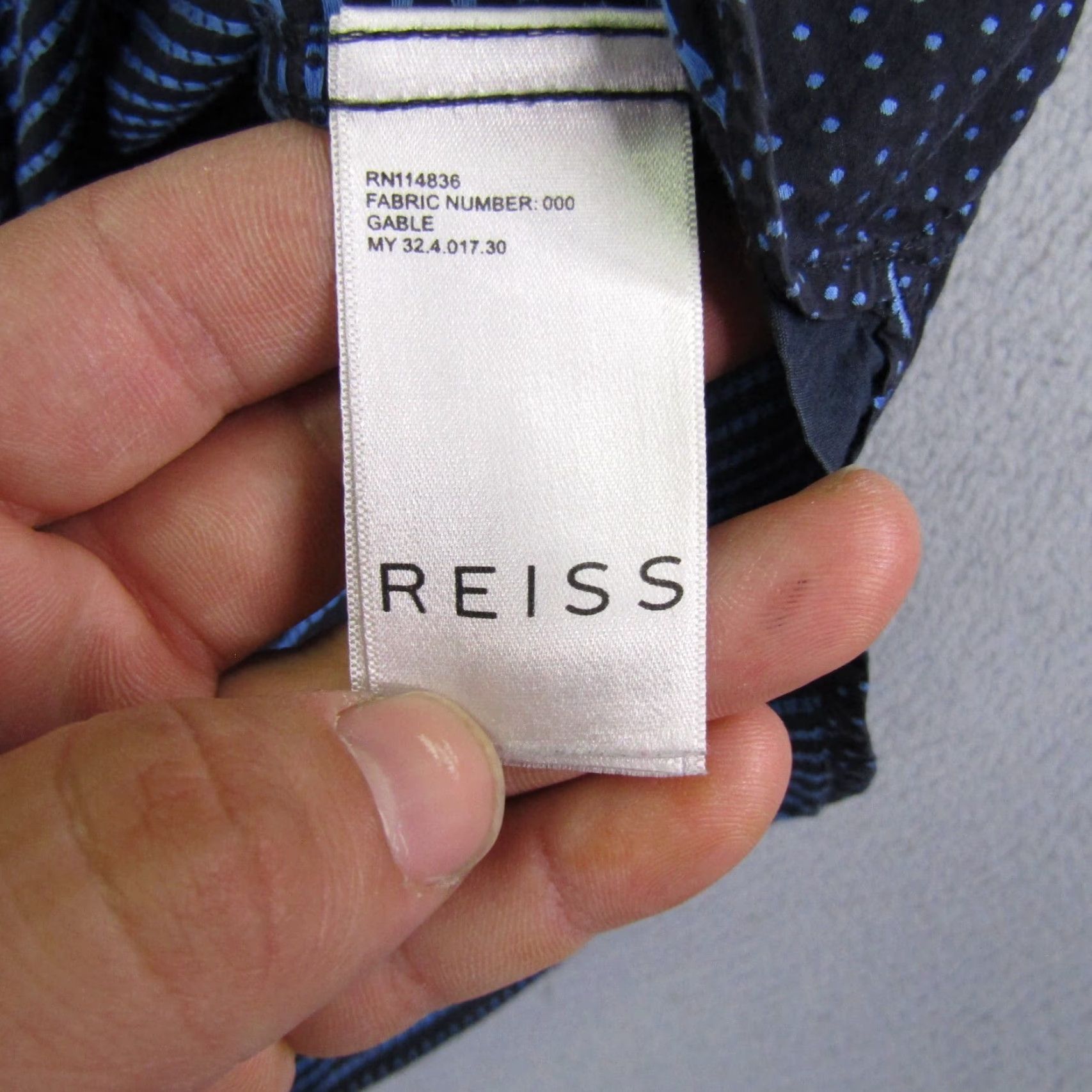 Reiss Reiss Shirt Mens M Blue Polka Dot Button-Up Long Sleeve Cotton Formal Size US M / EU 48-50 / 2 - 5 Thumbnail
