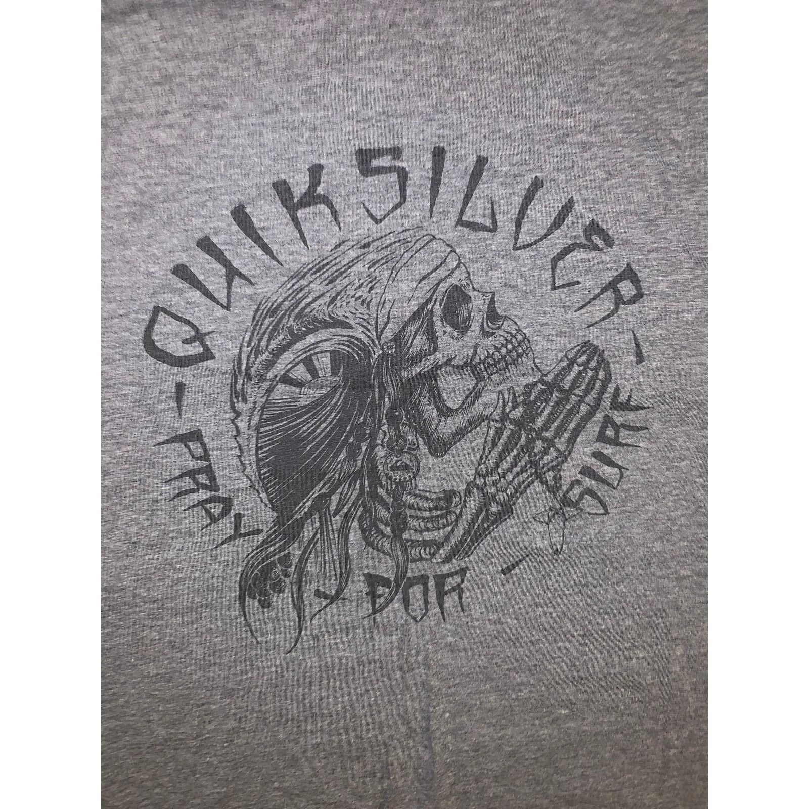Quiksilver × Vintage Quiksilver Pray For Surf Skull Graphic T Shirt Gray M Size US L / EU 52-54 / 3 - 2 Thumbnail