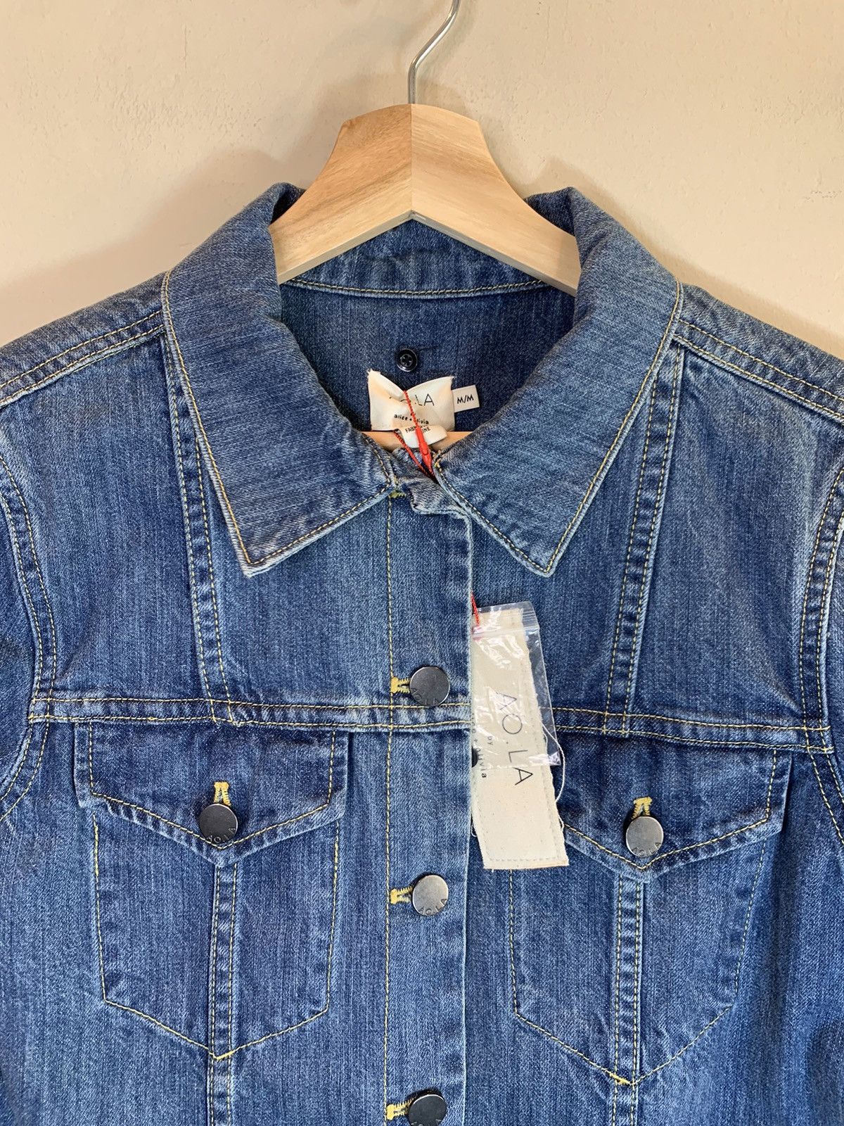 Alice + Olivia × Designer *RARE* New AO.LA Alice + Olivia Wool Layer Cuff Denim Jacket Size M / US 6-8 / IT 42-44 - 4 Thumbnail