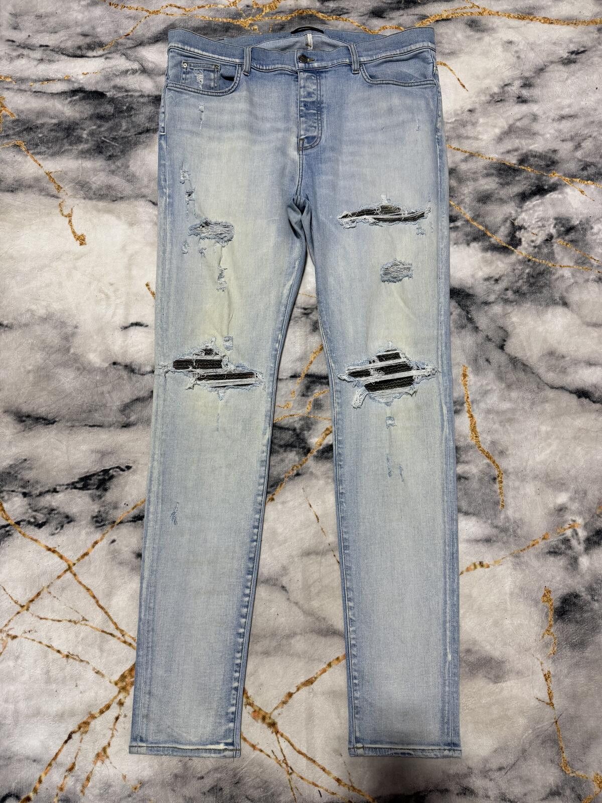 Amiri Amiri MX1 Green/Grey Camo Patch Indigo Denim - Sz40 Size US 40 / EU 56 - 1 Thumbnail