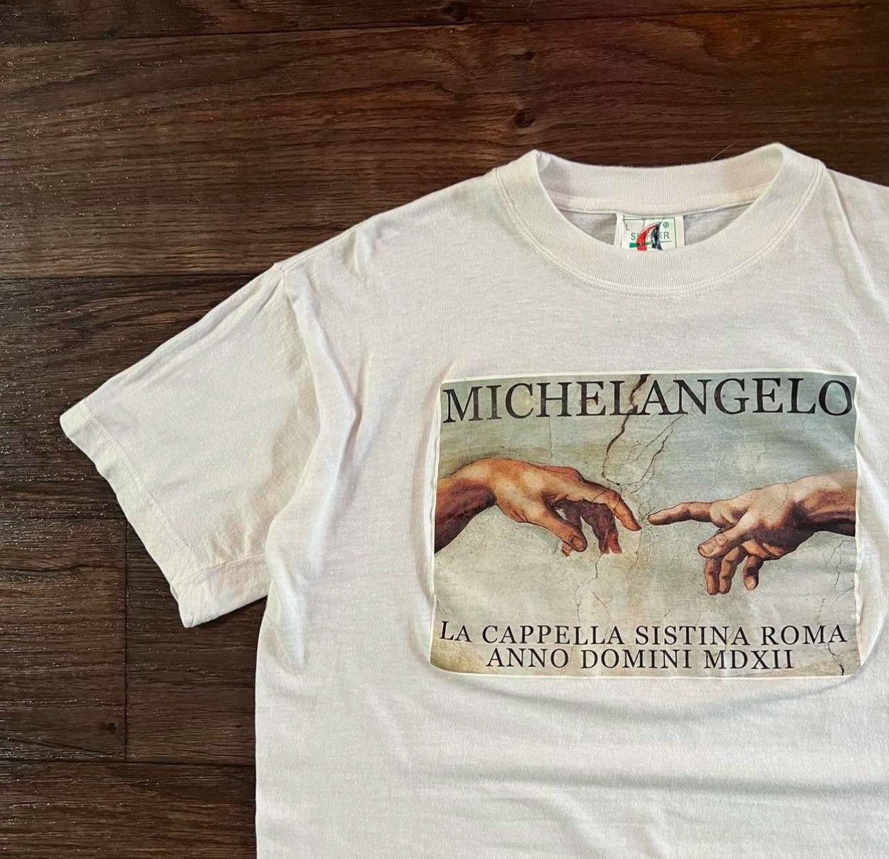 Vintage White vintage EU 1990s Michelangelo; The creation of Adam Size US L / EU 52-54 / 3 - 4 Thumbnail