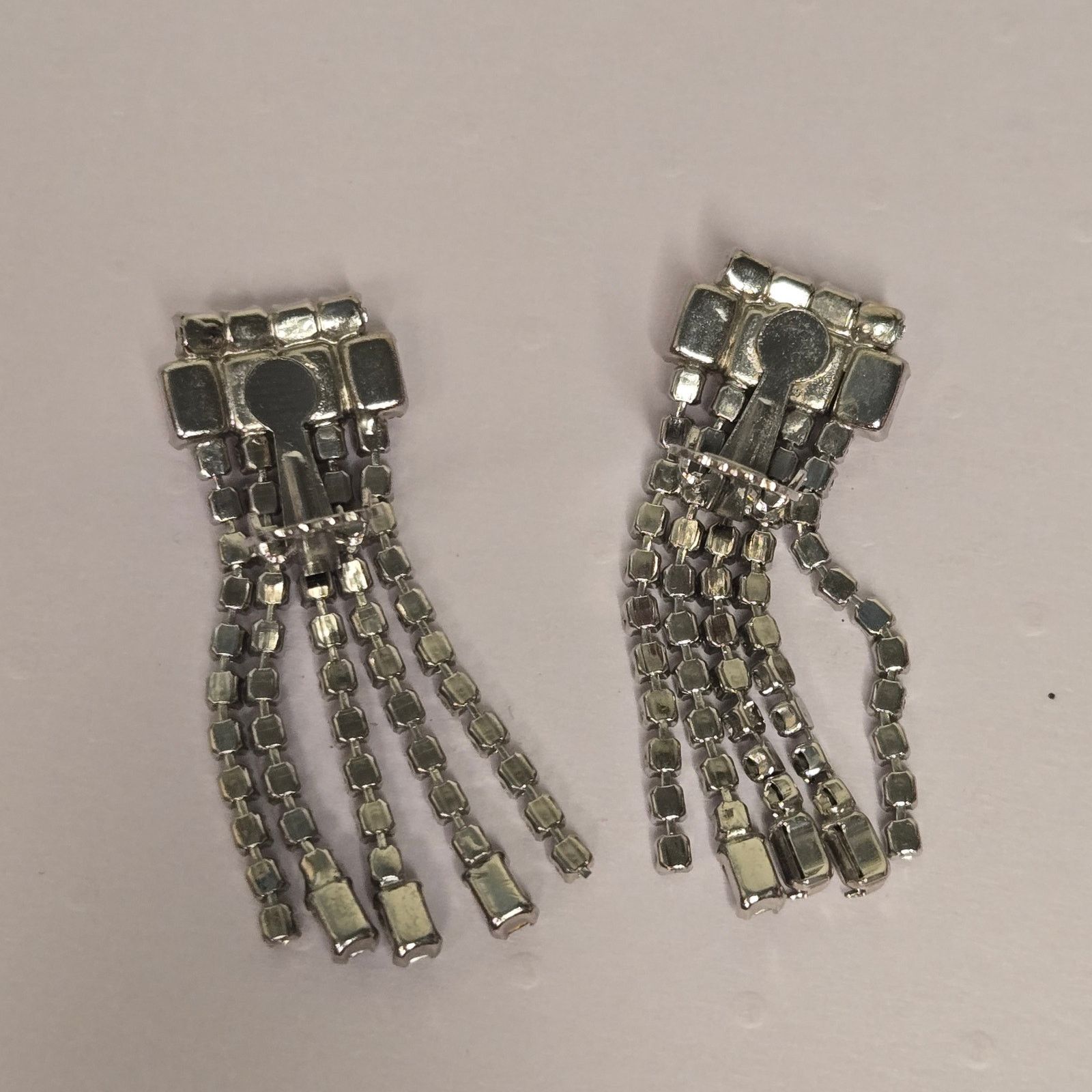Vintage Vintage Clear Rhinestone Waterfall Clip On Earrings Size ONE SIZE - 6 Thumbnail