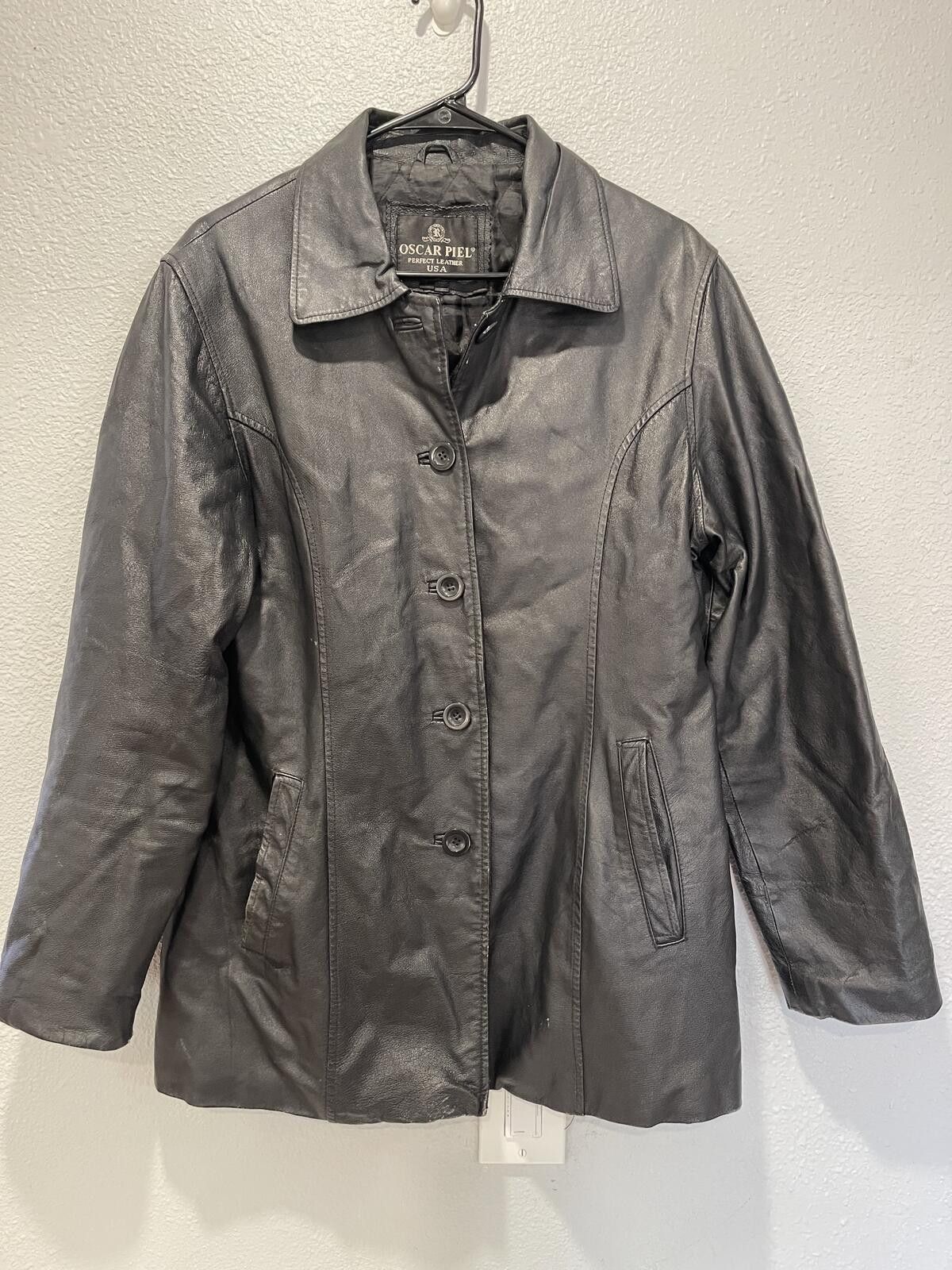 Oscar Piel Oscar Piel Black Leather Jacket Perfect Leather USA Size L / US 10 / IT 46 - 1 Thumbnail
