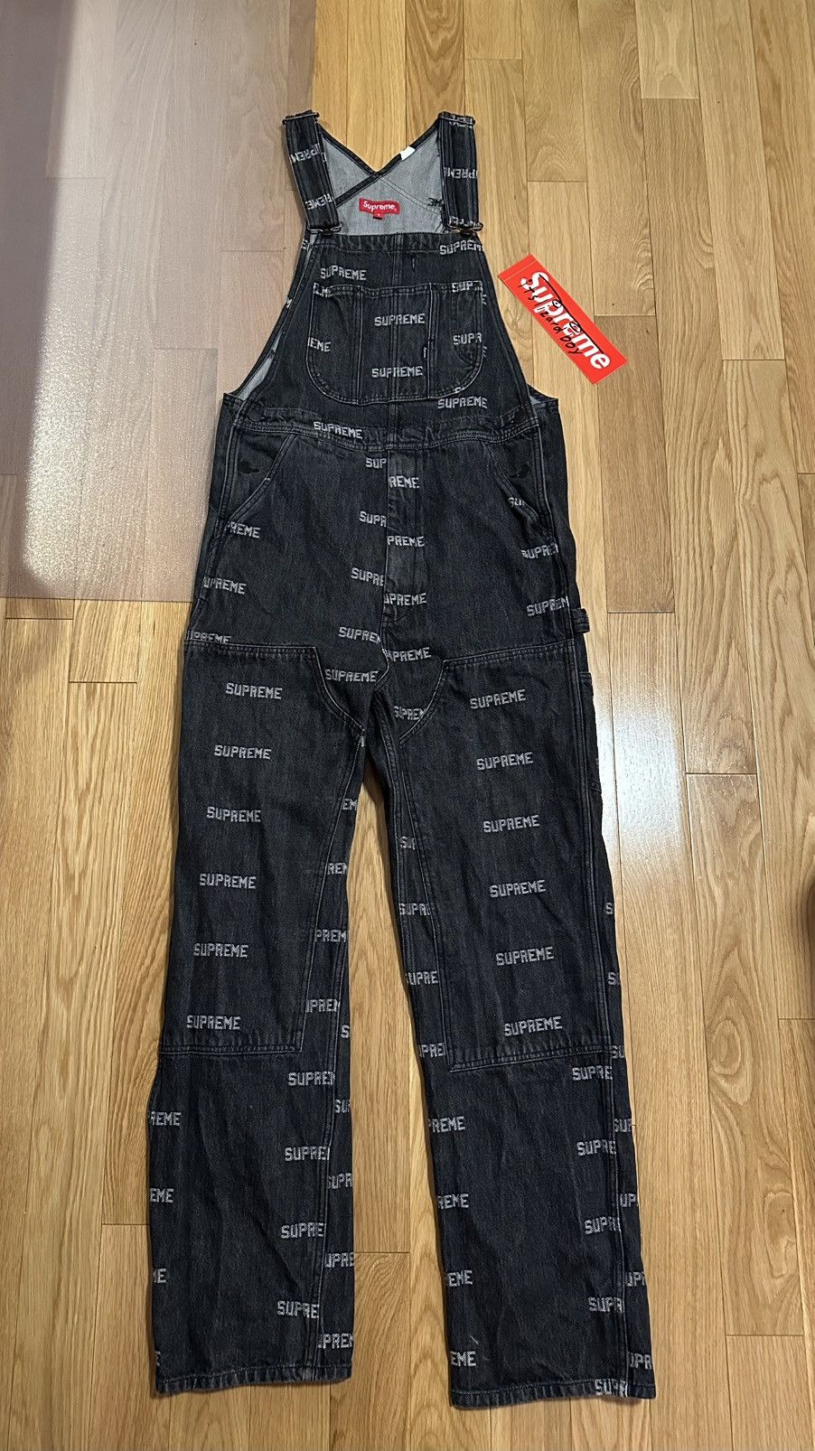 Supreme Cargo Denim Overalls オーバーオール　黒S 22AW Week8 Supreme Cargo Denim Overalls オーバーオール
