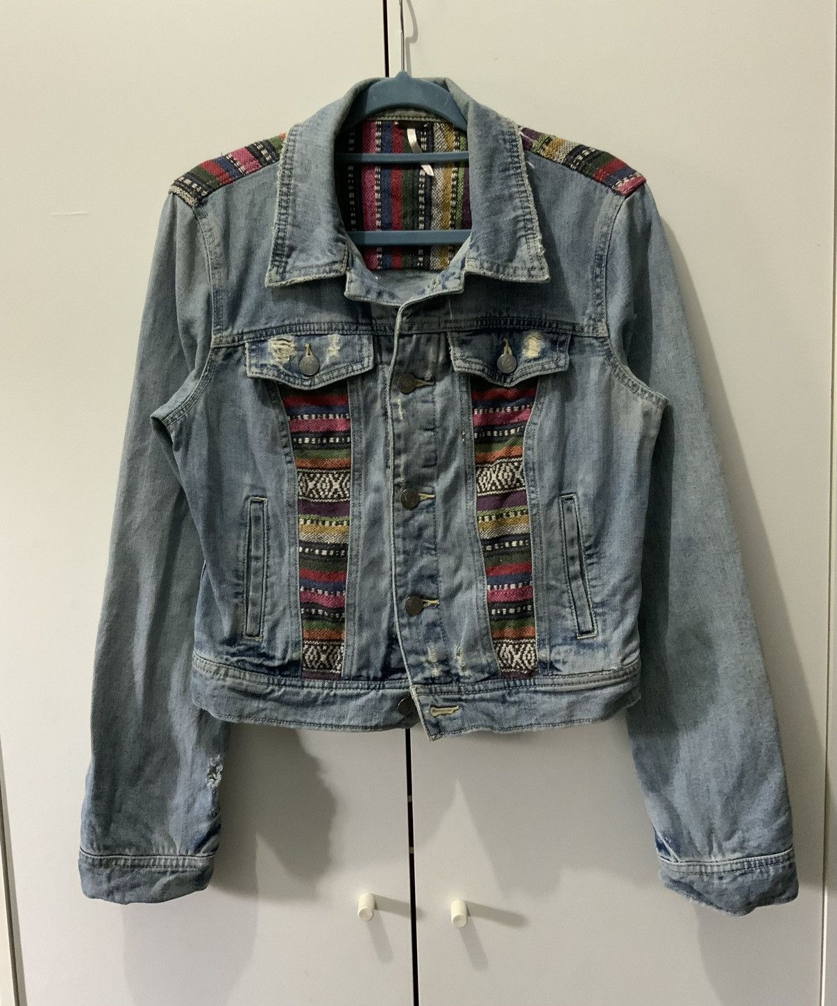 If Six Was Nine Free People Navajo Patchwork Distressed Kmrii Jacket Size US XS / EU 42 / 0 - 1 Thumbnail