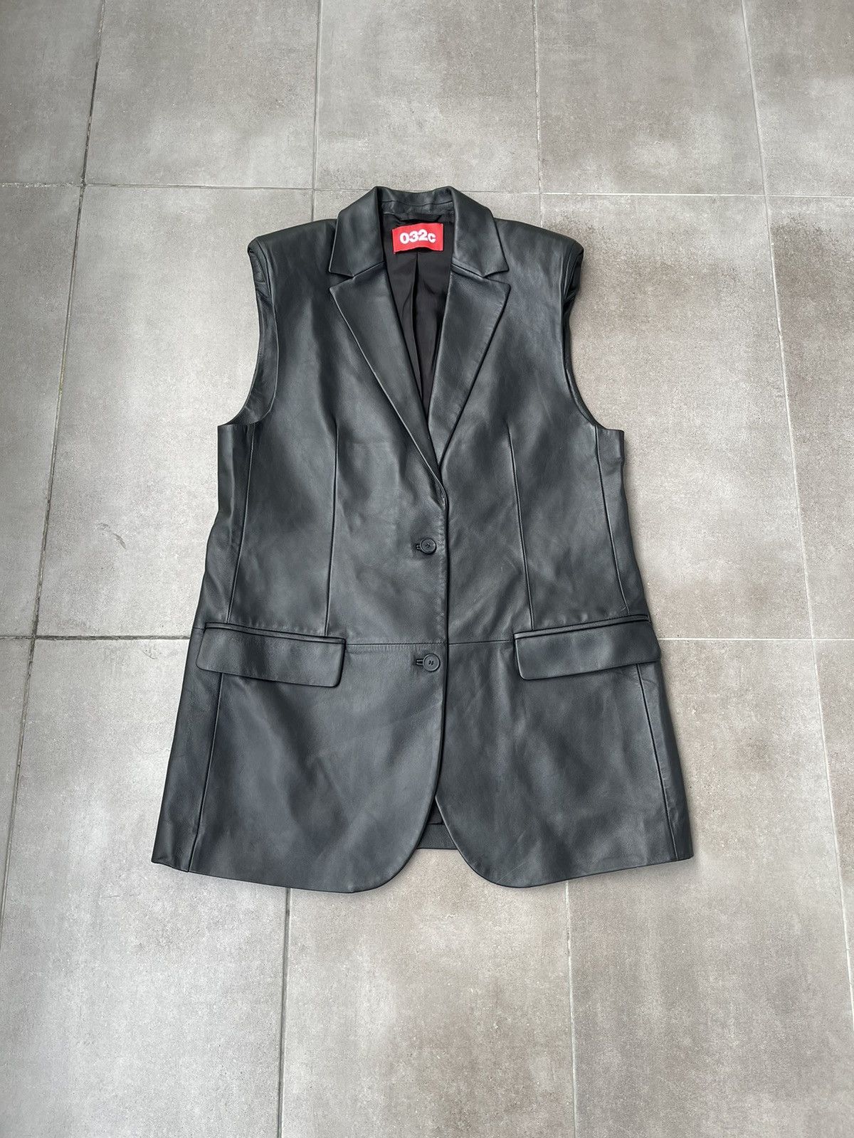 032c !DS! FW22 032c Black Leather Sleeve Less Vest Top Size US M / EU 48-50 / 2 - 2 Thumbnail