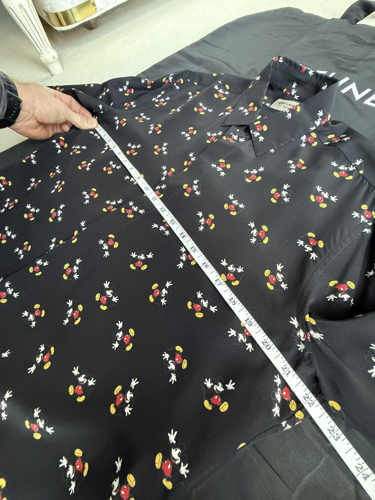 Saint Laurent Paris SS19 Saint Laurent Mickey Mouse silk black logo shirt 39 M Size US M / EU 48-50 / 2 - 5 Thumbnail