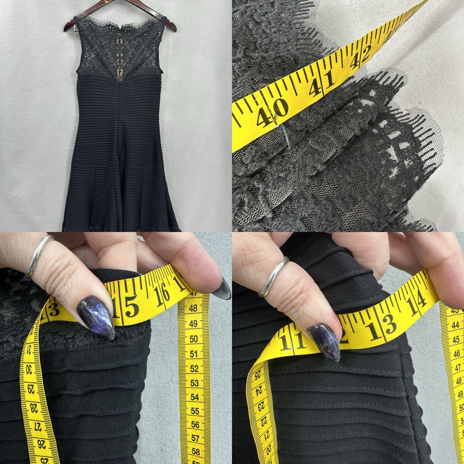 Tadashi Shoji VINTAGE Tadashi Shoji Dress Womens XS A-Line Lace Midi Black Beaded Party Coquette Retro Size XS / US 0-2 / IT 36-38 - 8 Thumbnail
