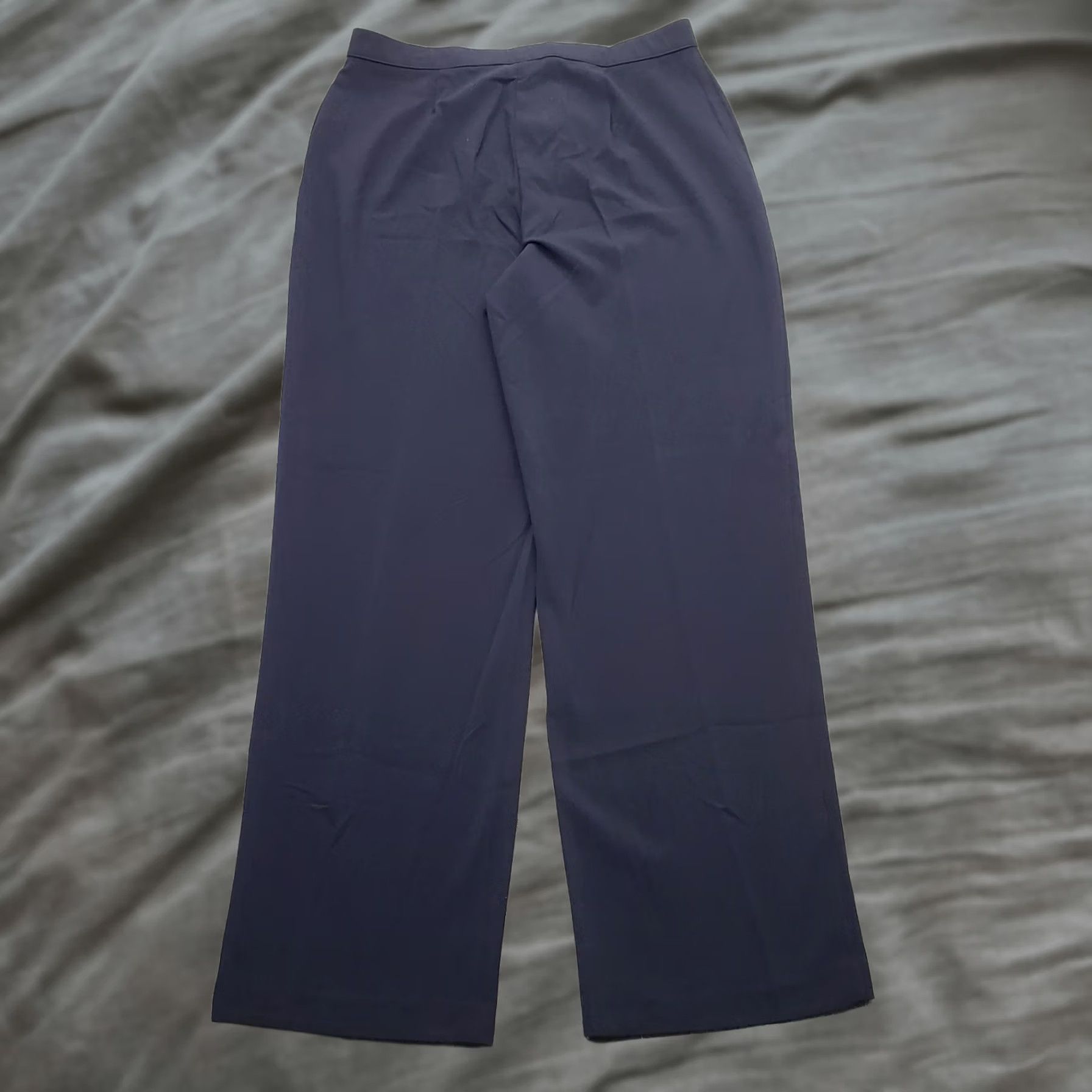 Vintage David Dart Womens Pants 12 Navy Regular Flat Front Stretch Wide-Leg Trouser Size 34" / US 12 / IT 48 - 1 Thumbnail