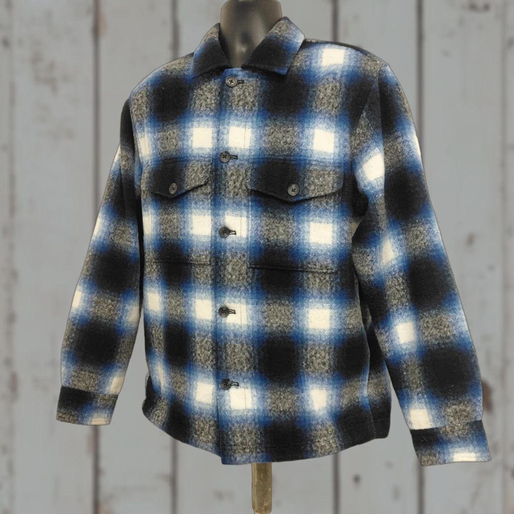 Old Navy Old Navy Shacket Shirt Men Large Blue/Black Plaid Long Sleeve Flannel, Casual, Workwear, Pockets, Mid-Length Jacket/Coat, Regular Fit Size US L / EU 52-54 / 3 - 1 Thumbnail