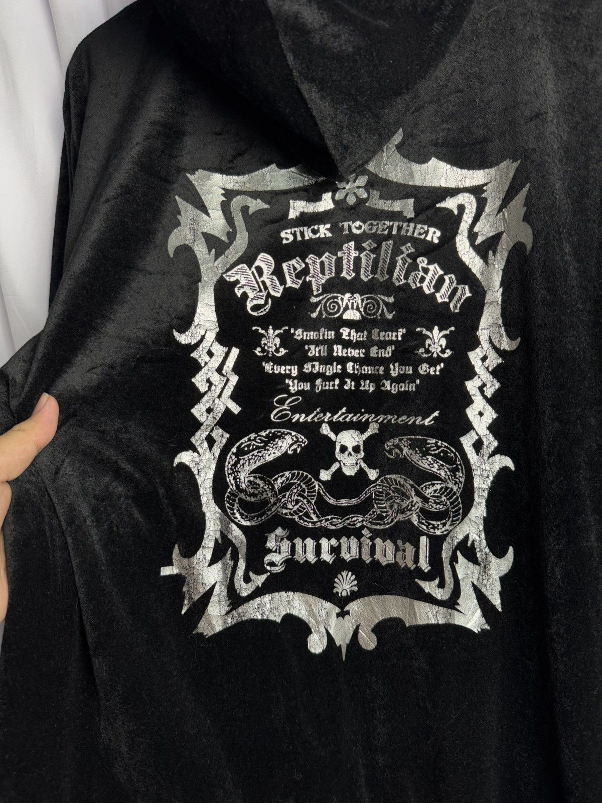 Japanese Brand Velvet Hoodie Poem Age Core Ifsix Lgb Styled Size US L / EU 52-54 / 3 - 5 Thumbnail