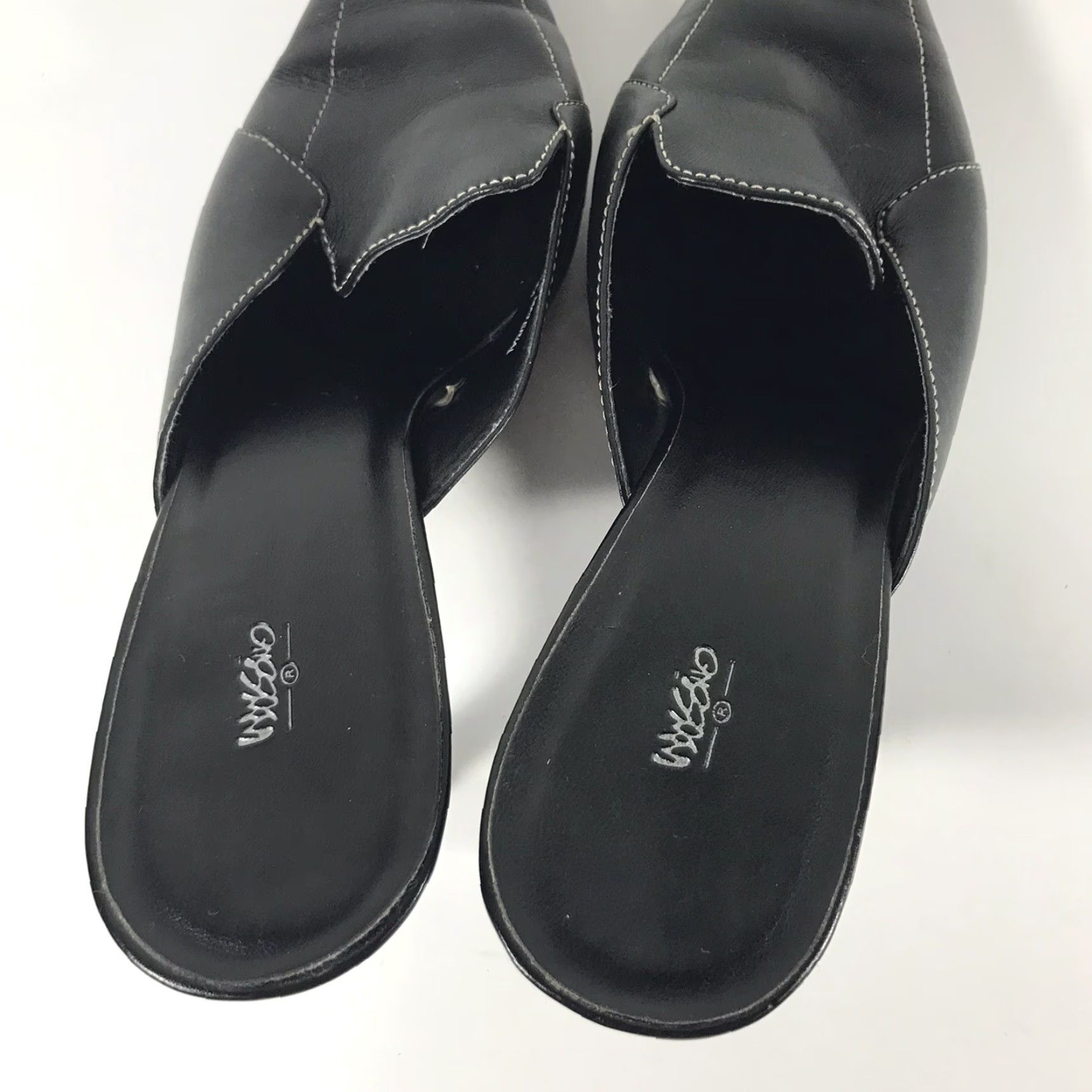 Mossimo VINTAGE Mossimo Black Leather Mules Women’s Size 8.5 High Heel Slip On Casual Stylish Size US 8.5 / IT 38.5 - 2 Thumbnail