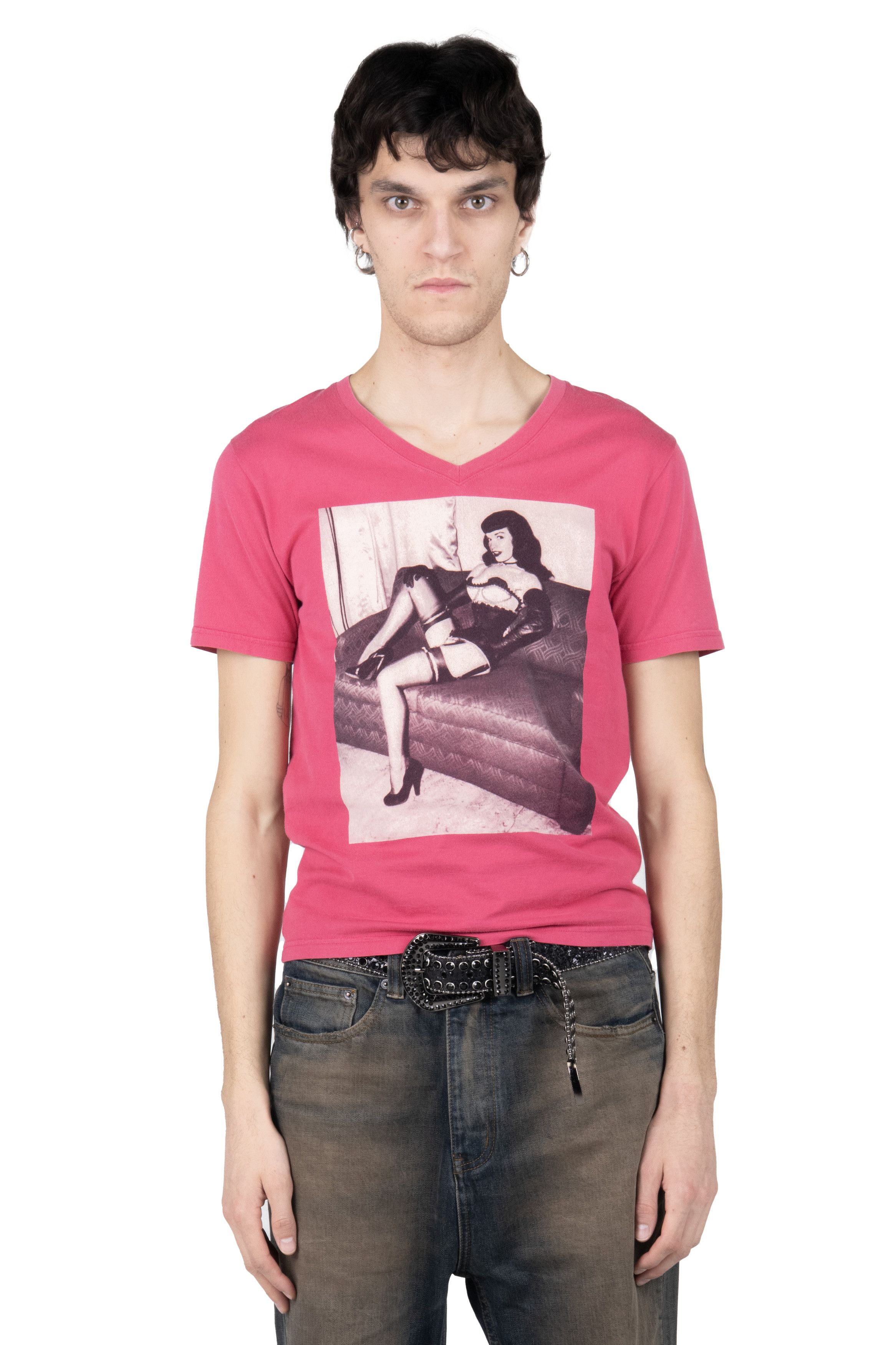 image of Hysteric Glamour „Bettie Page“ T-Shirt in Pink, Men's (Size Small)