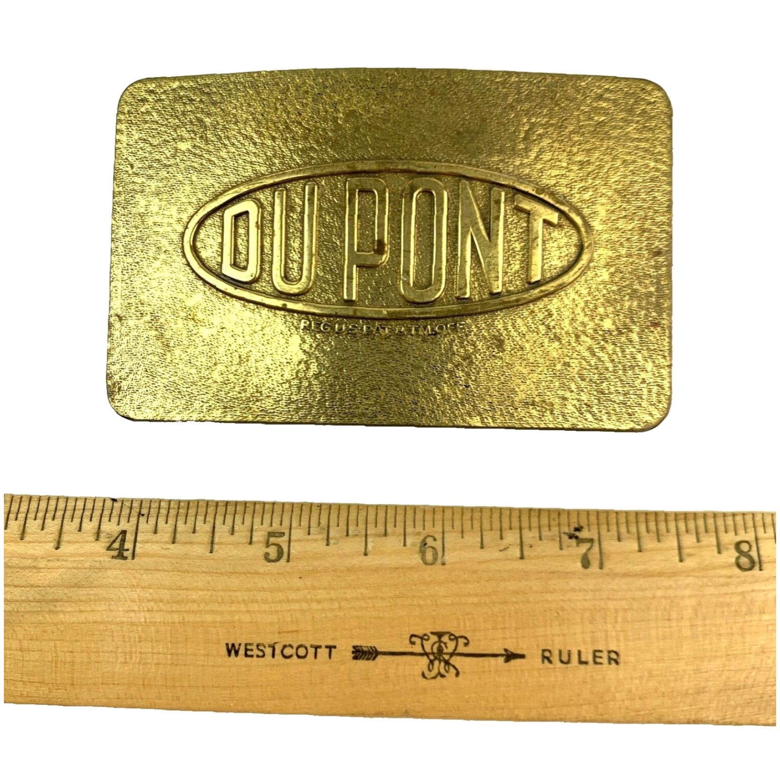 Vintage VINTAGE DuPont Gold Belt Buckle Metal Western Buckle Mens Gold Tone Belt Buckle Size ONE SIZE - 4 Thumbnail