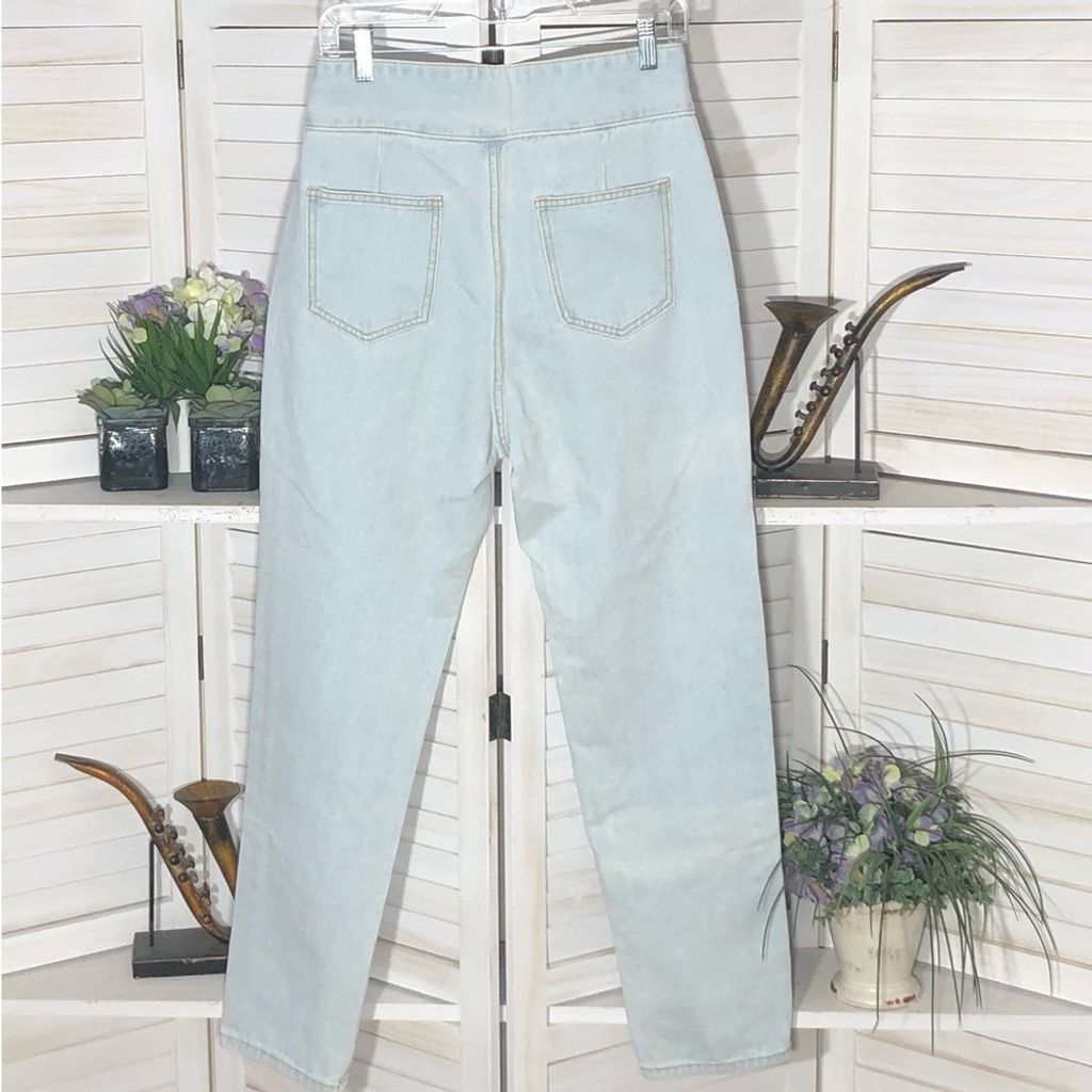Vintage Vtge Y2K 90s retro high rise wide legs light blue jeans sz M Size 30" / US 8 / IT 44 - 2 Thumbnail